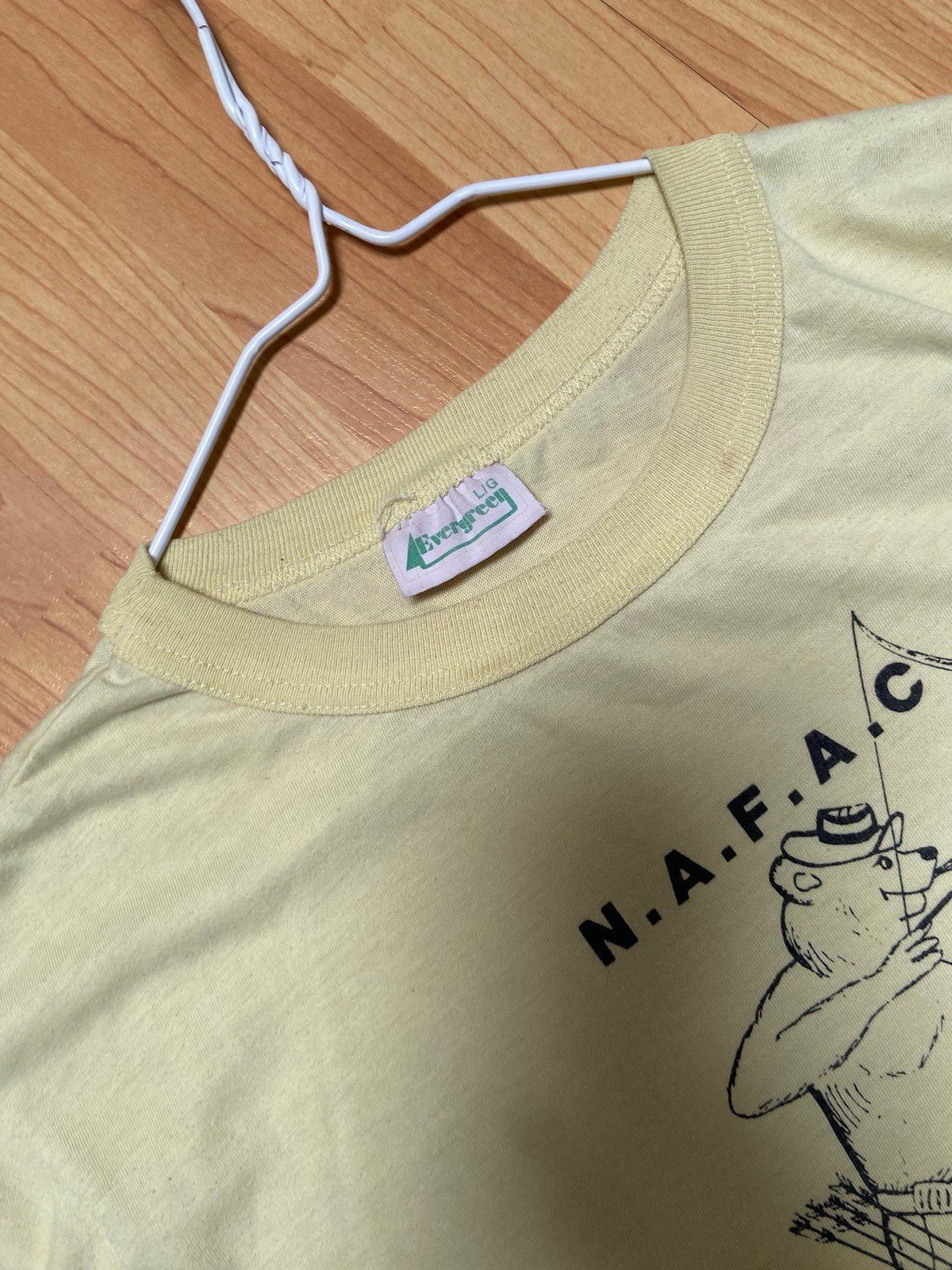 True Vintage 80s N.A.F.A.C Archery T Shirt Sz L Bulkley Smithers B.C Yellow USA