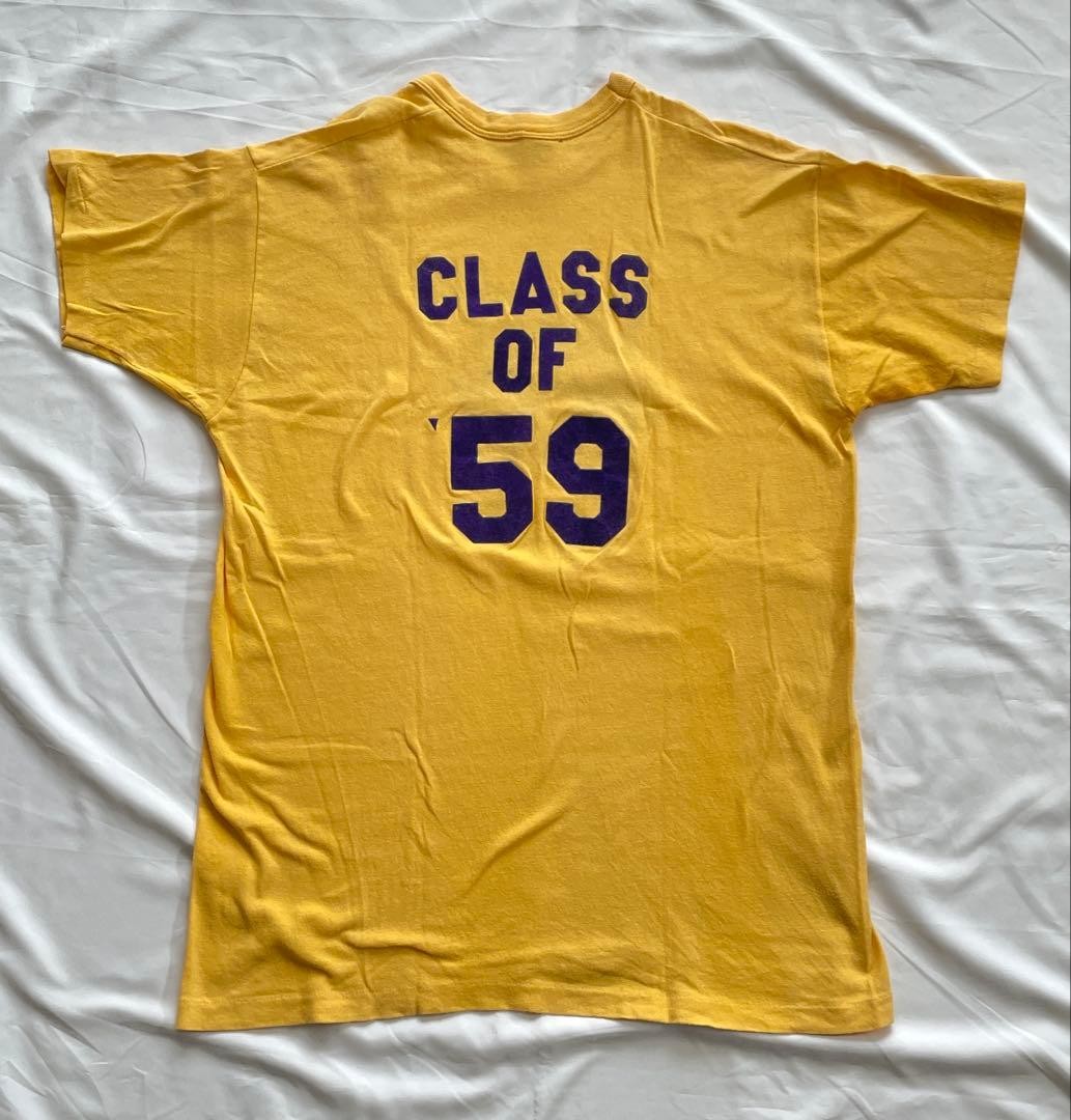 70s Russell Athletic Bobcats T-Shirt Yellow Gold Tag Single Stitch Vintage M