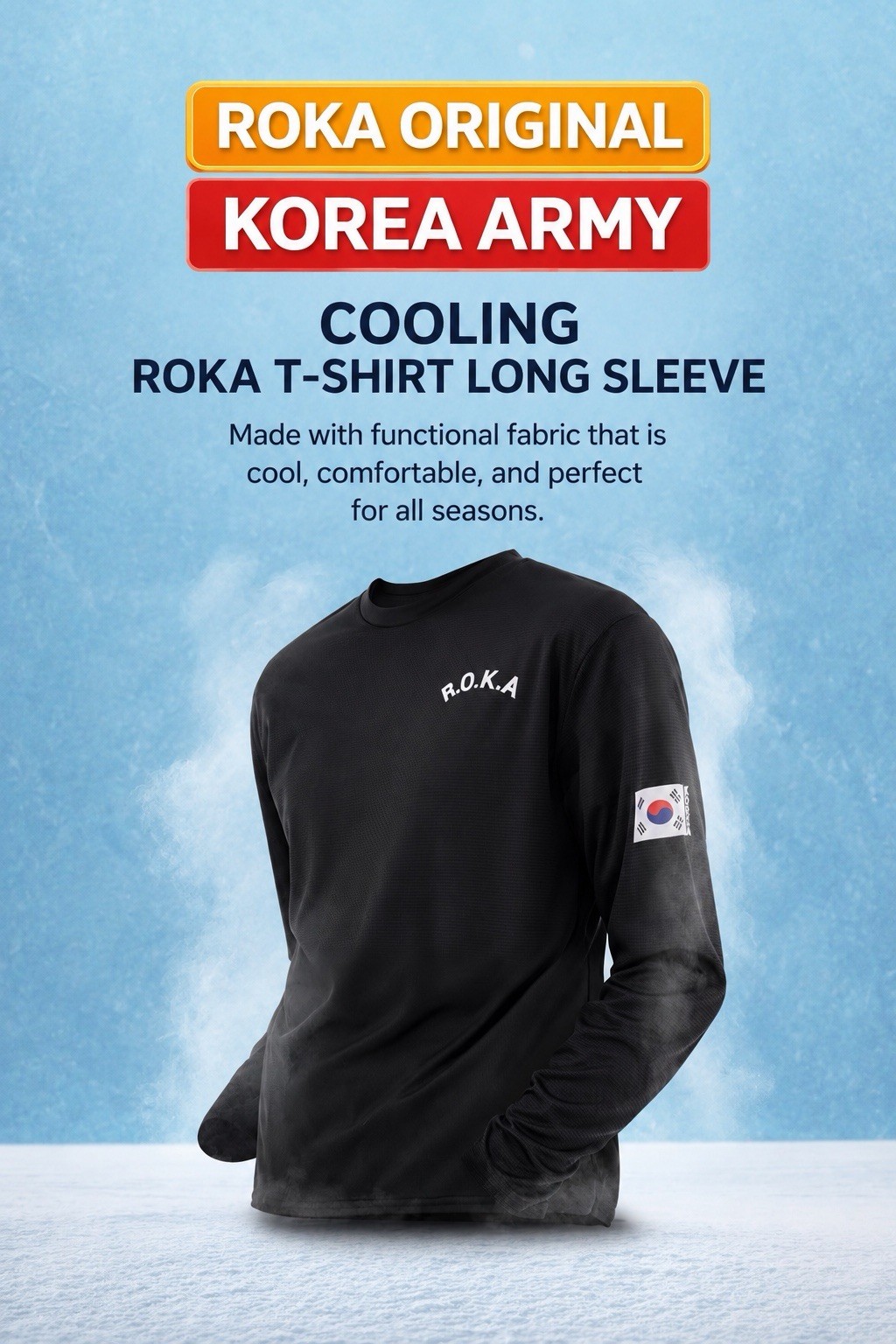 ROKA Korea Army Long Sleeve T Shirt Military Training Casual Gym Wear