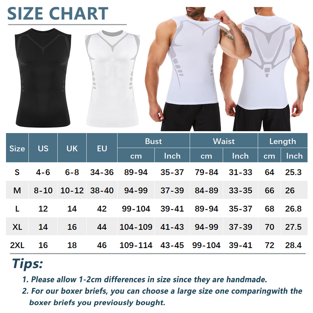 Men Compression Shirt Version Ionic Shaping Sleeveless Vest Sports Tank Top US
