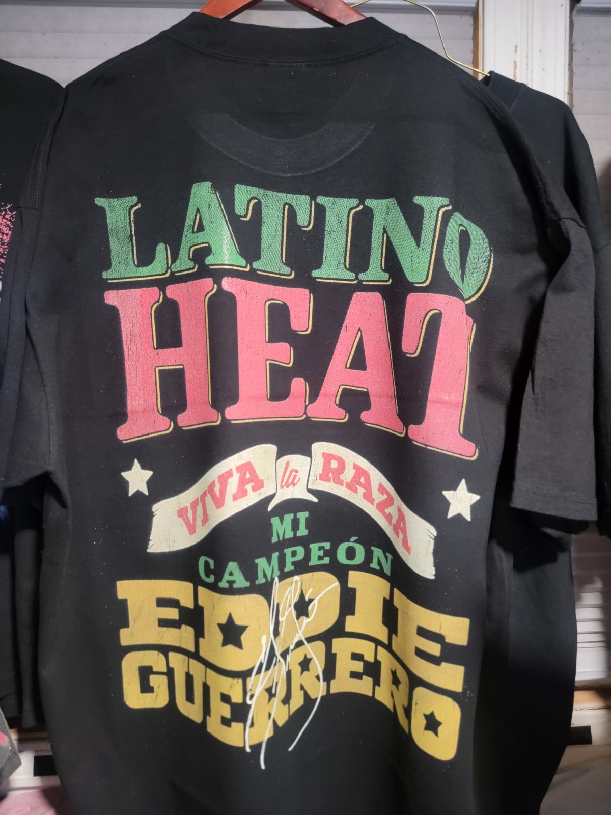 EDDIE GUERRERO LATINO HEAT ON A SHAKA HEAVYWEIGHT GARMET DYED T SHIRT “MODERN”