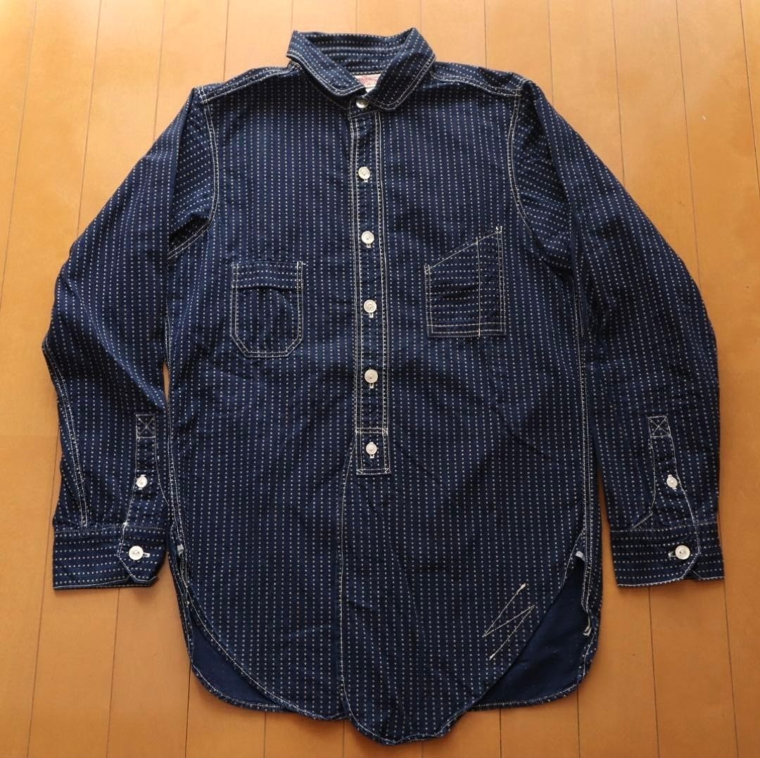 The Real McCoy’s Double Diamond Indigo Star Wabash Work Shirt S Indigo Men’s