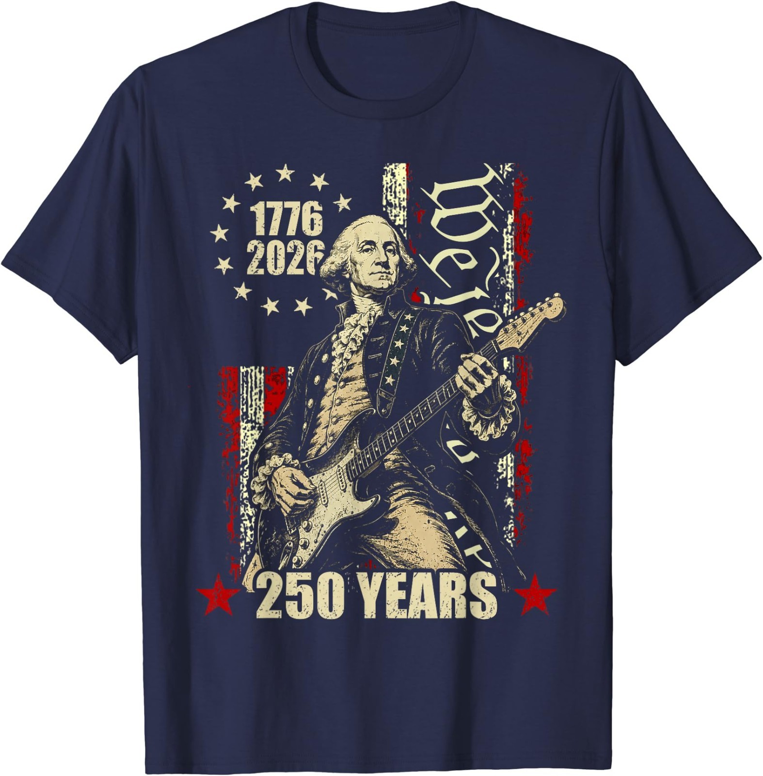 250 Years George Washington American Flag 1776-2026 July 4th T-Shirt