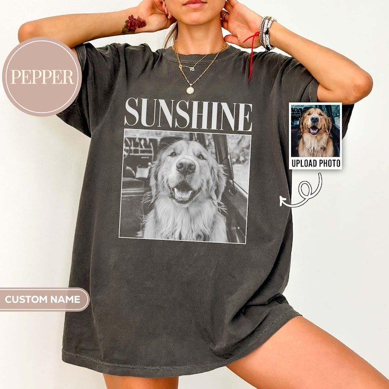 Custom Pet Photo Vintage Retro Shirt Personalized Dog Cat Mom Gift