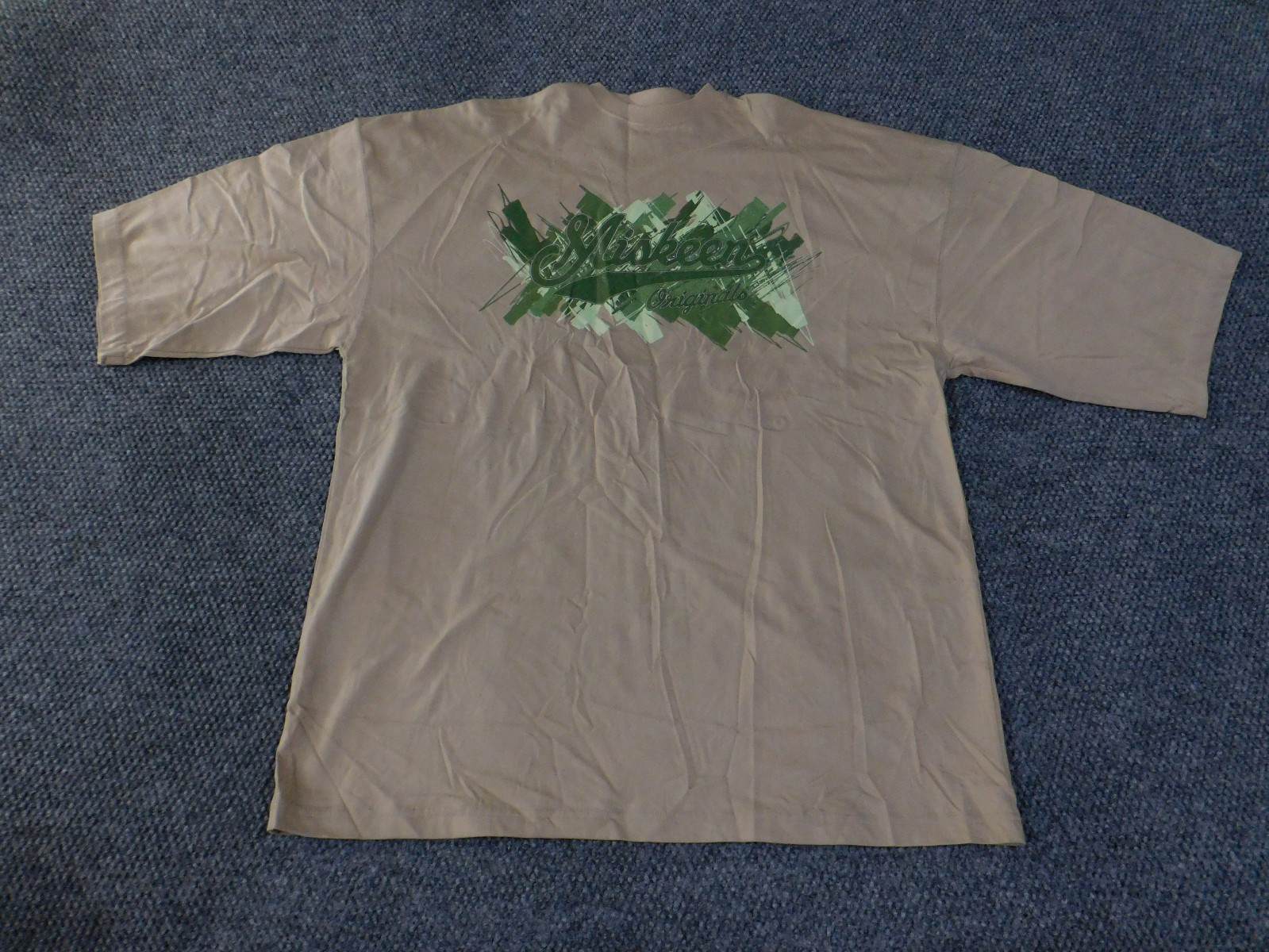 Miskeen t shirt mens XL beige graphic streetwear hiphop vintage baggy