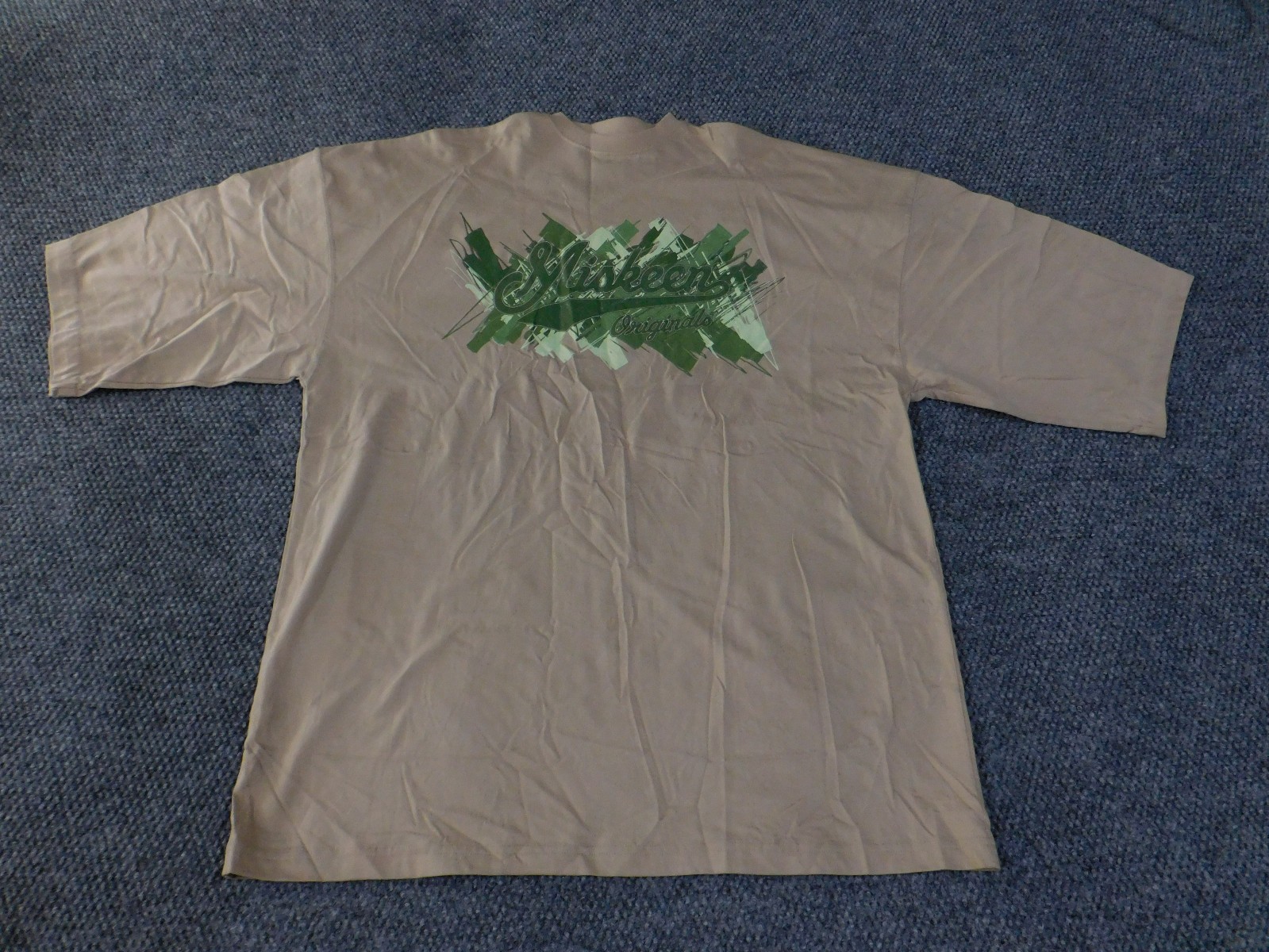 Miskeen t shirt mens XL beige graphic streetwear hiphop vintage baggy