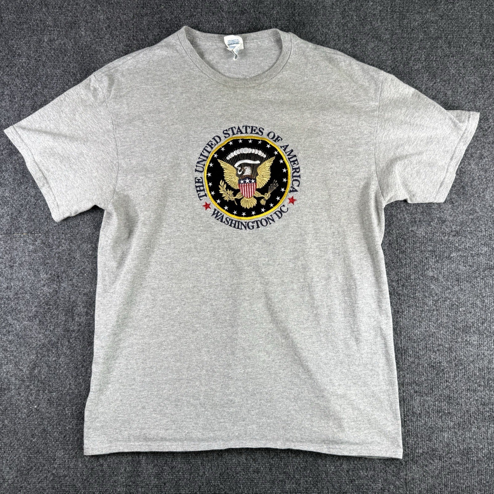 Delta United States of America Washington DC T Shirt Mens Large Gray Logo Cotton