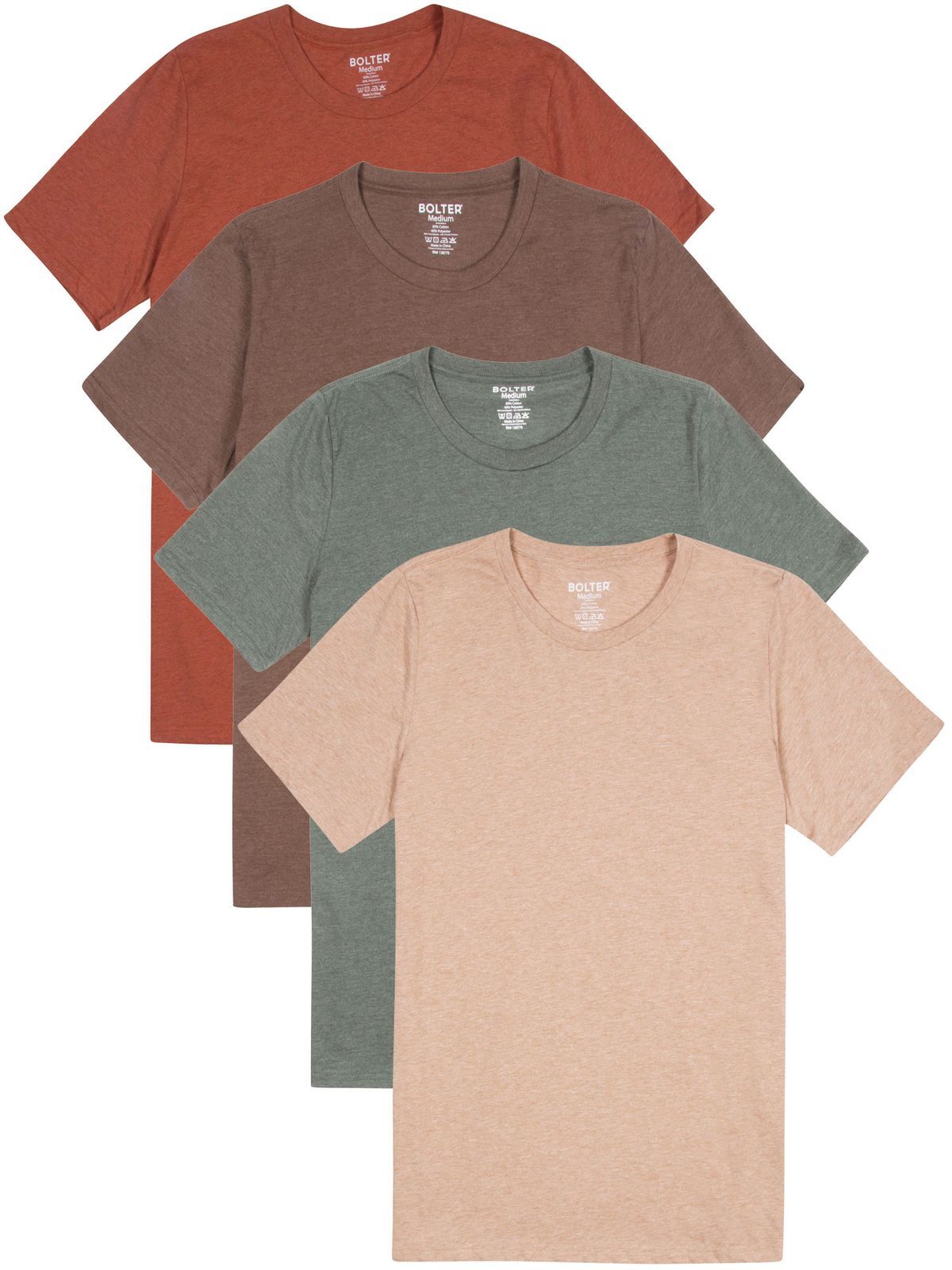4-Pack Mens Crew Neck T-shirts Cotton Poly Blend by Bolter
