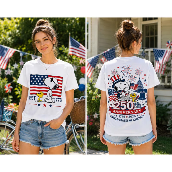 Snoopy America 250th Anniversary Shirt, Peanuts 1776 2026 Patriotic Tee