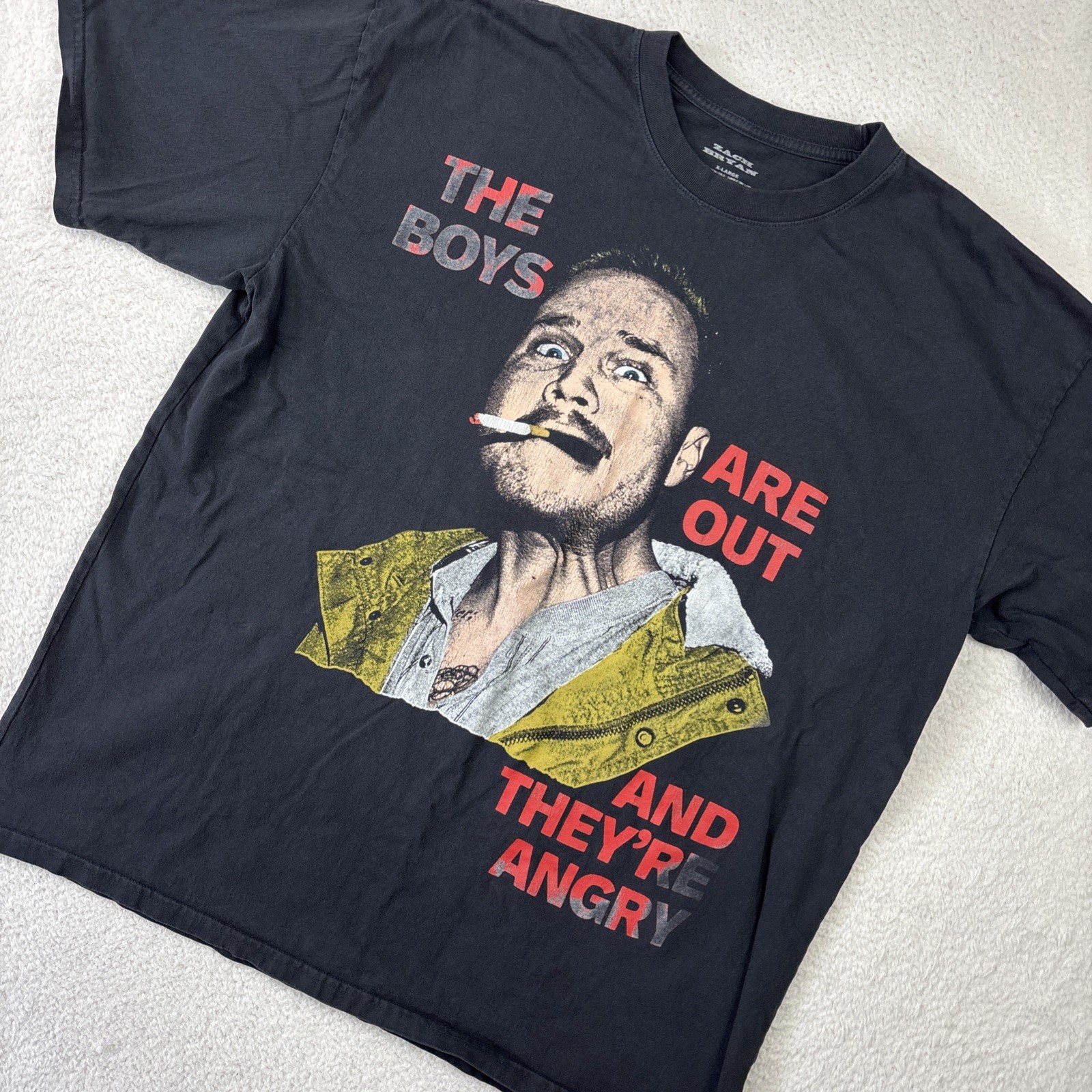 ZACH BRYAN The Boys Are Out Double-Sided Shirt XL Black Tour Heavyweight Cotton