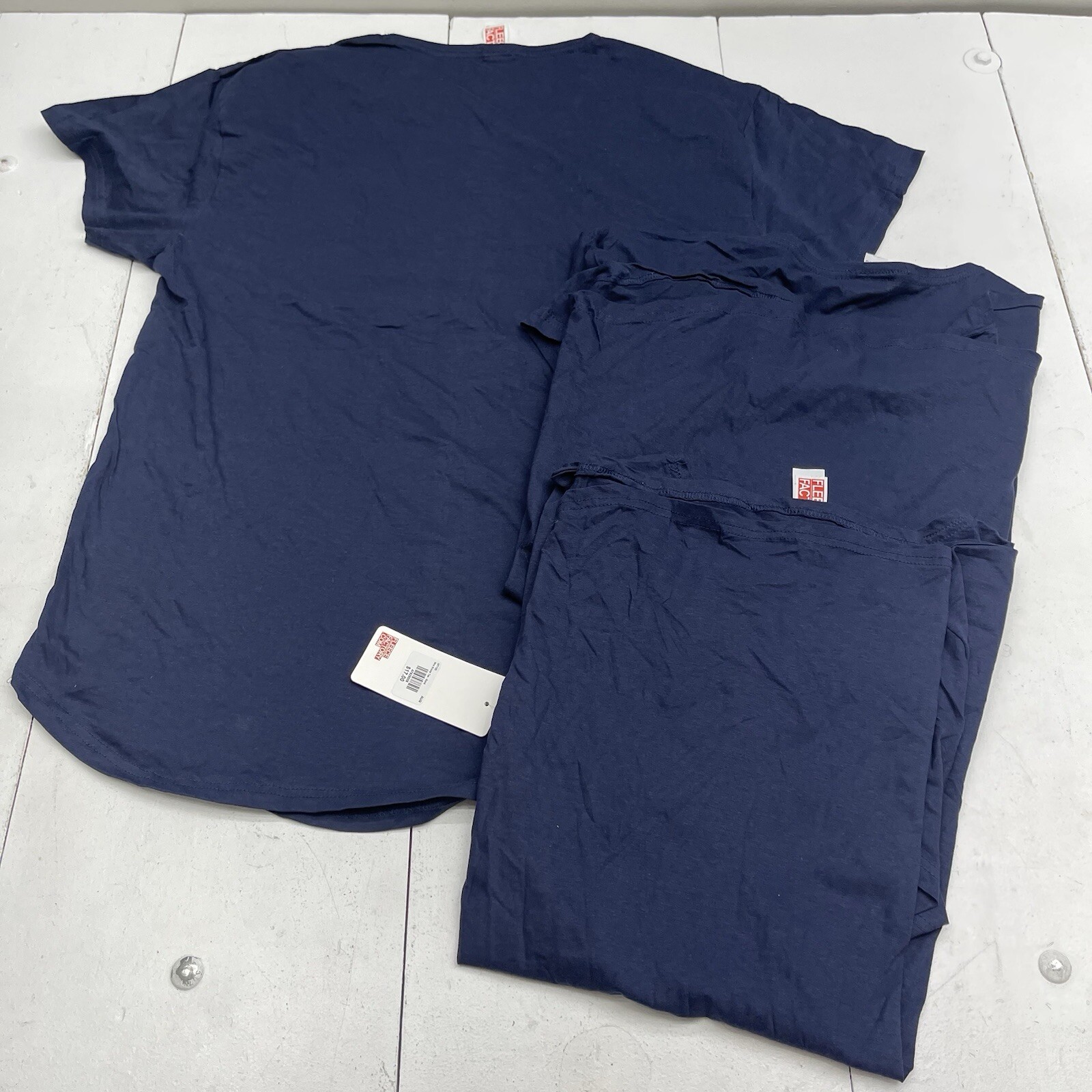 Fleece Factory Navy Blue Pocket Front Scoop Neck T Shirt 3 Packs Mens Size XXL
