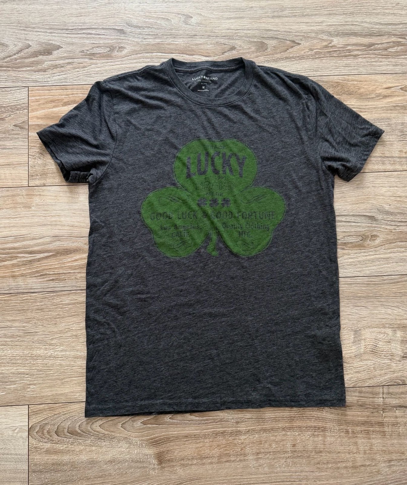 Lucky Brand Men’s Heather Charcoal Shamrocket Graphic T-Shirt