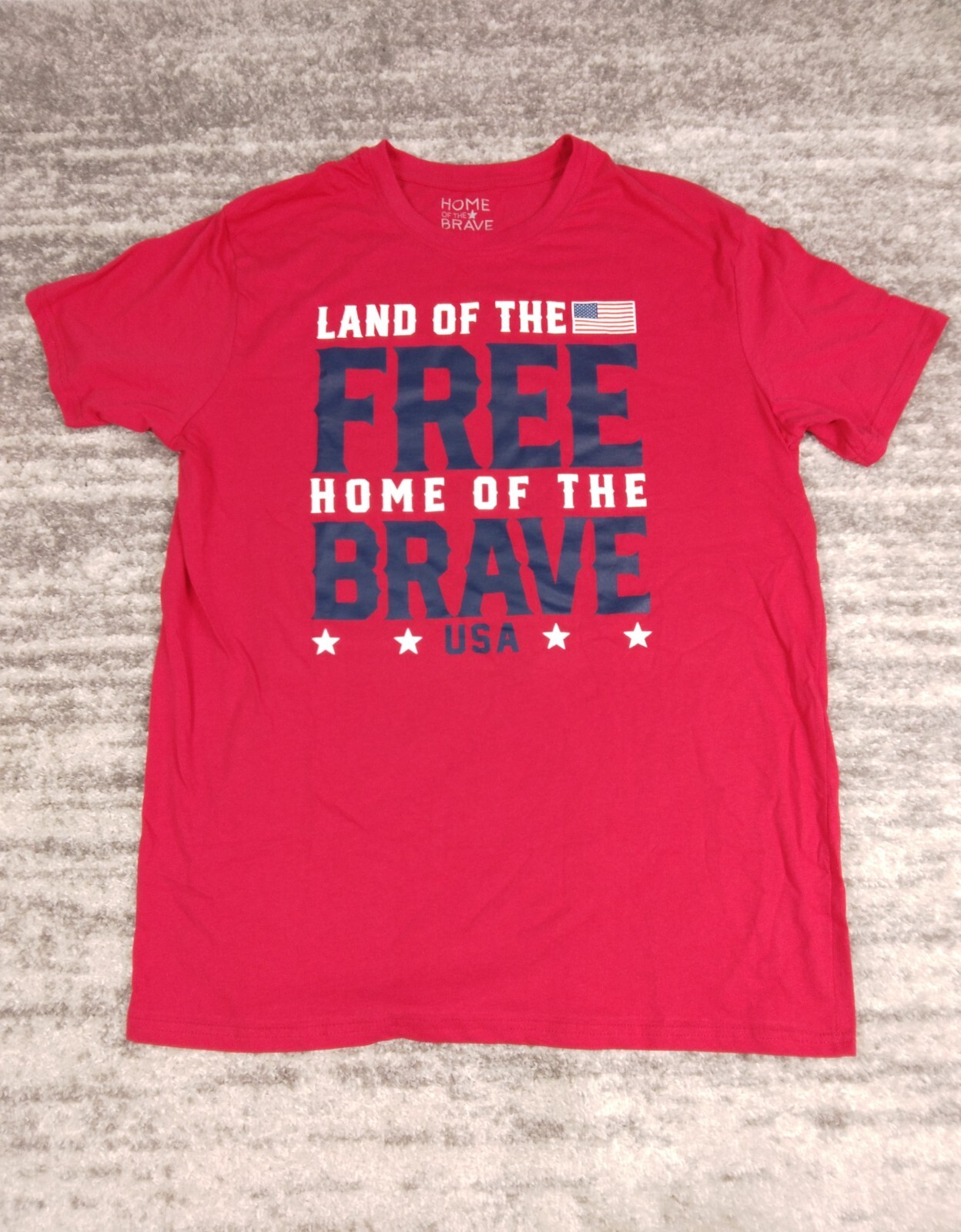 Patriotic Shirt Men’s XL Red Land of the Free Home of the Brave USA