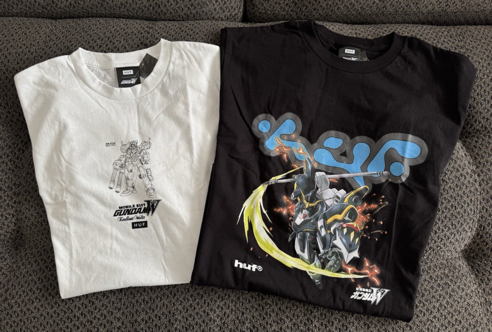 2x HUF Mobile Suit Gundam Wing Deathscythe Heavy Arms Schematics T-Shirt Medium