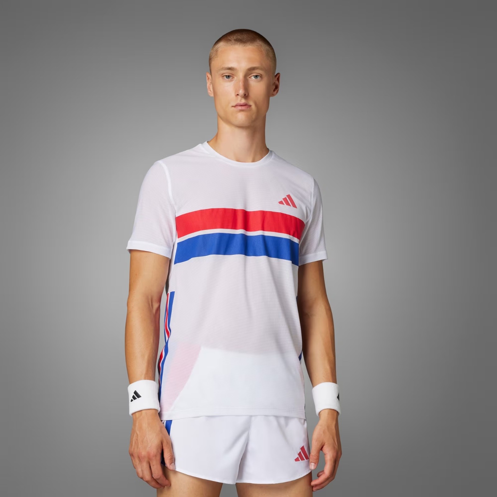 adidas mens white retro luxe super thin retro slim fit running climacool T-shirt