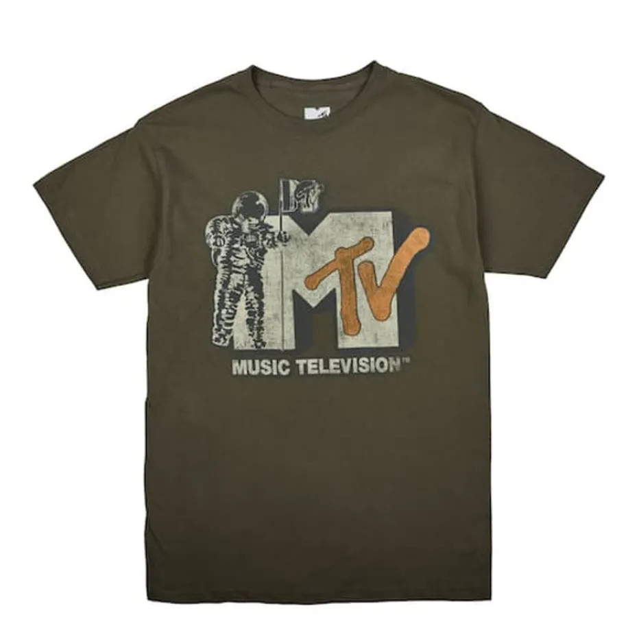 MTV Music Television Vintage Military Green T-Shirt New
