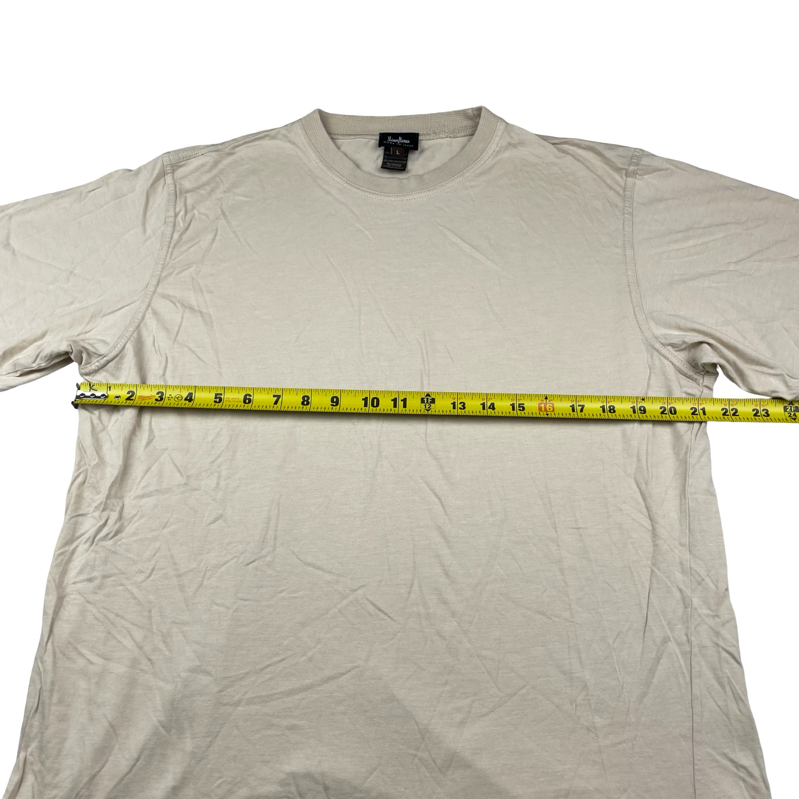 Neiman Marcus Men’s Cotton/Rayon Crewneck S/S T-Shirt Beige • Italy • Large