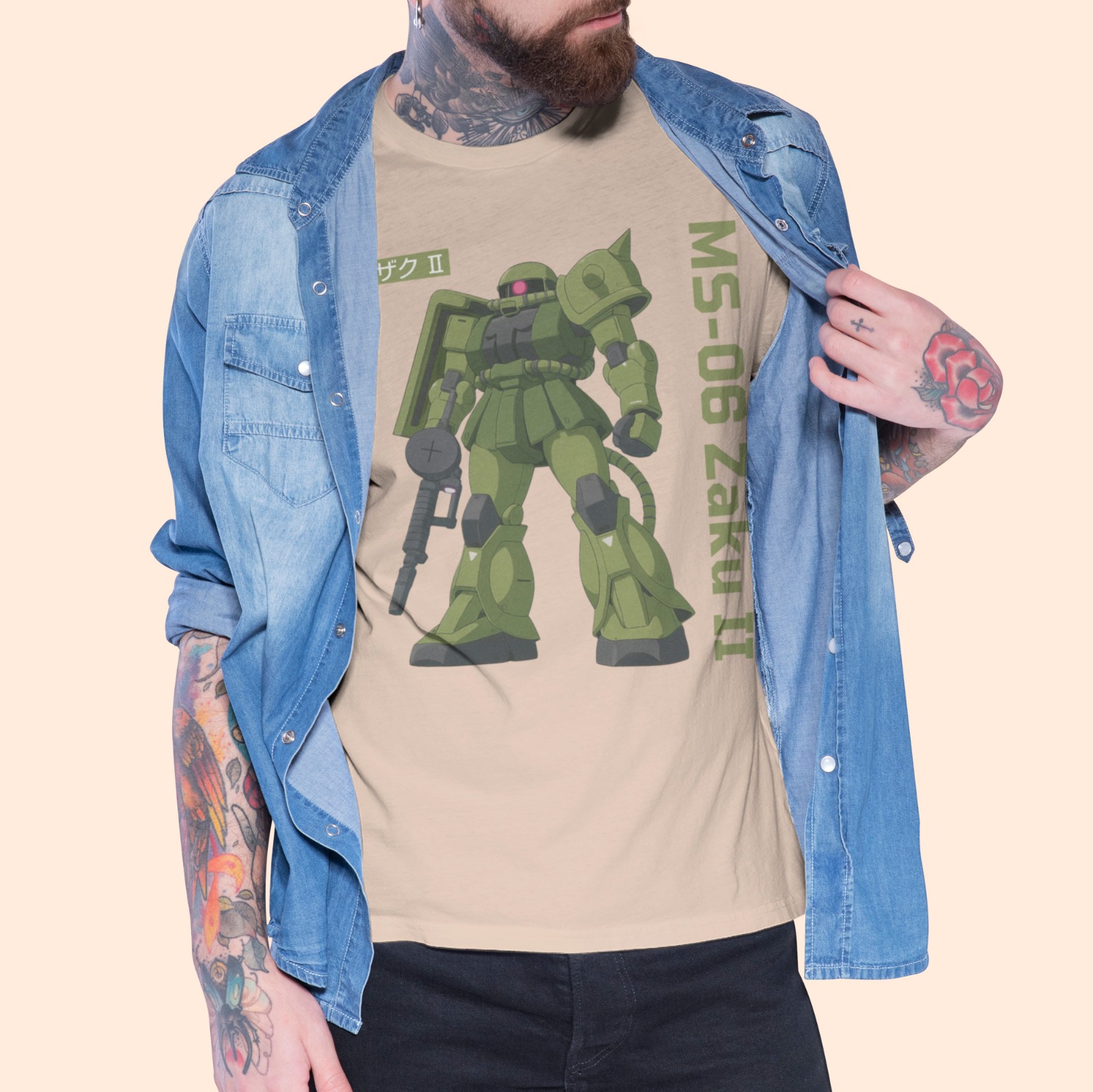 Zaku II MS-06 Classic T-Shirt – Retro Gundam Anime Tee –Zeon Mobile Suit T-Shirt