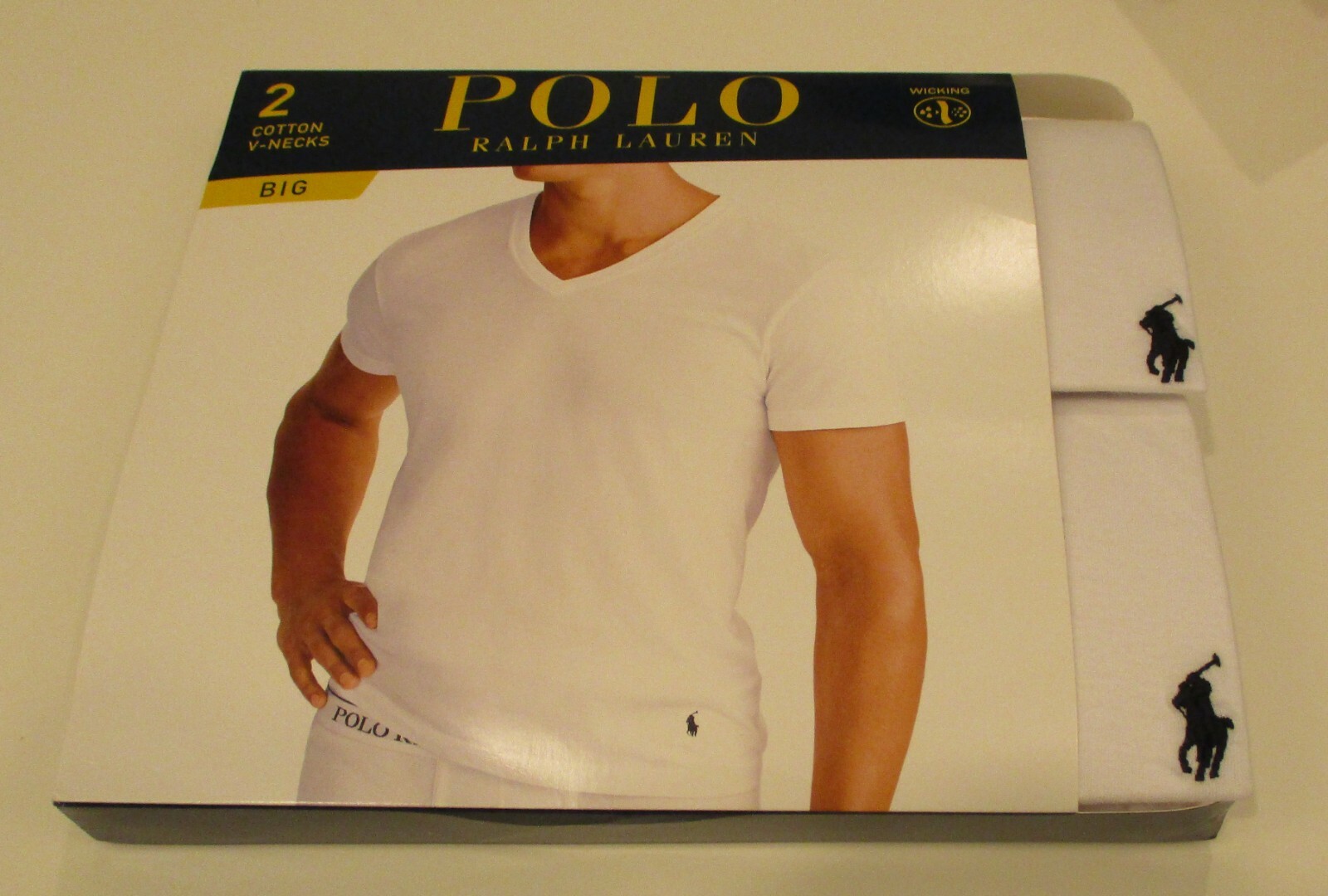 2 POLO RALPH LAUREN 2XL 3XL 4XL COTTON WHITE BLACK V NECK T-SHIRTS UNDERSHIRTS