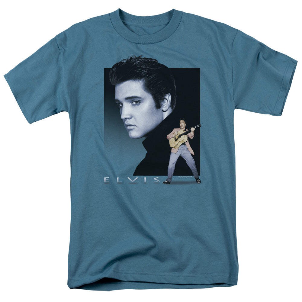 Elvis Presley Blue Rocker Licensed Adult Unisex T-Shirt Regular Fit Tee SM-3X