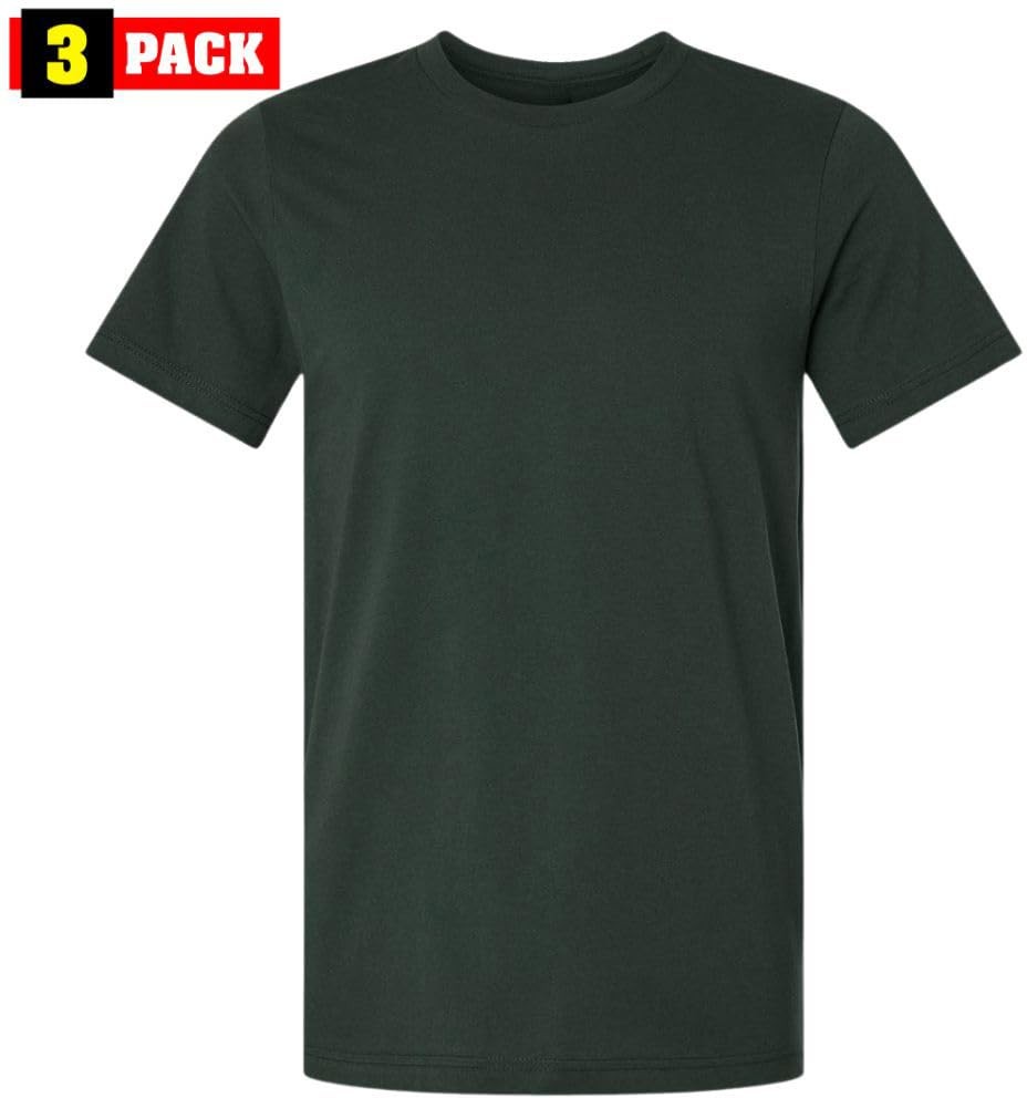 Solid Color Military Style T-Shirts 100% Cotton Ring Spun Short Sleeve Tee 3Pack
