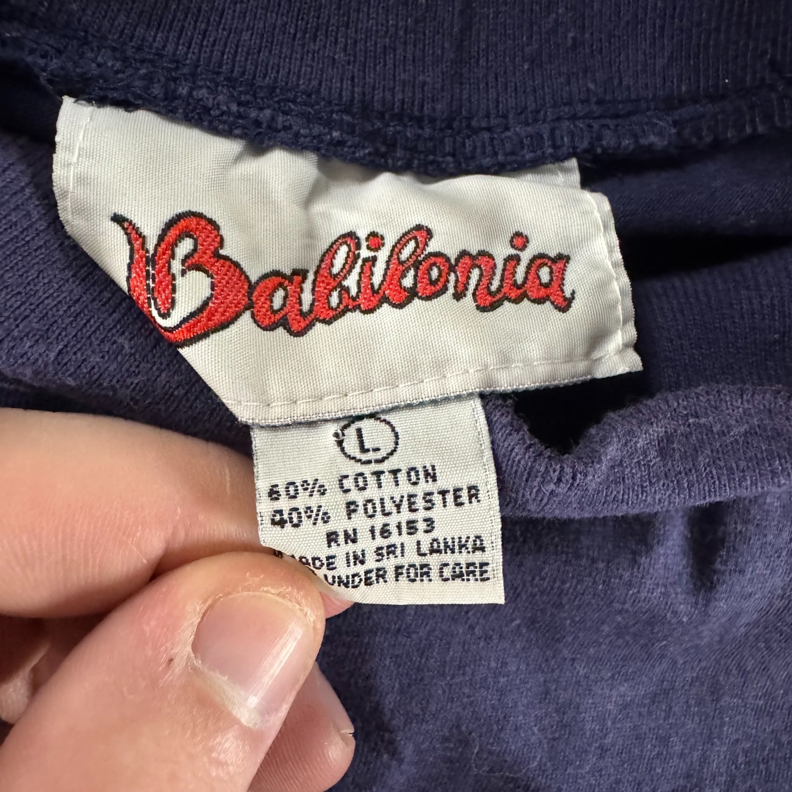 Babilonia Mock Neck Shirt Mens L Navy Blue Pleated Back Long Sleeve Preppy