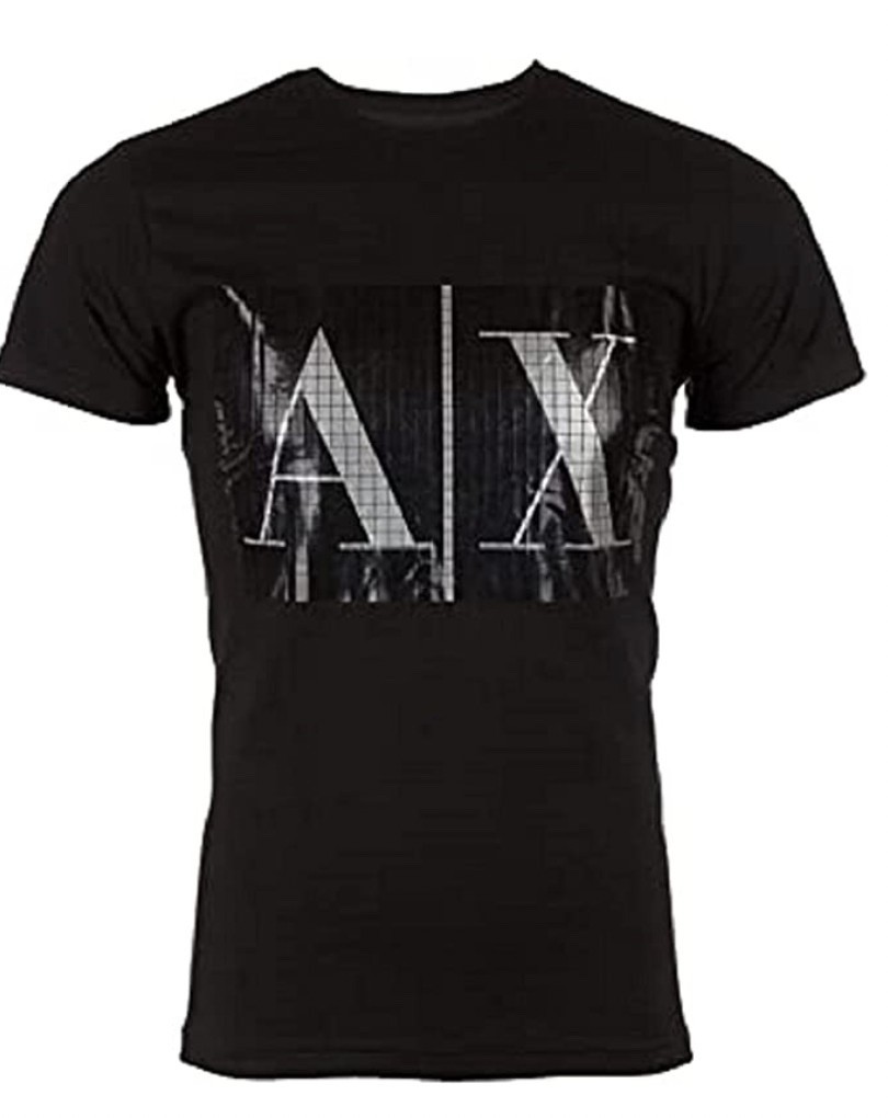 $50 ARMANI EXCHANGE Black BOX LOGO Short Sleeve Slim Fit Designer T-shirt NWT