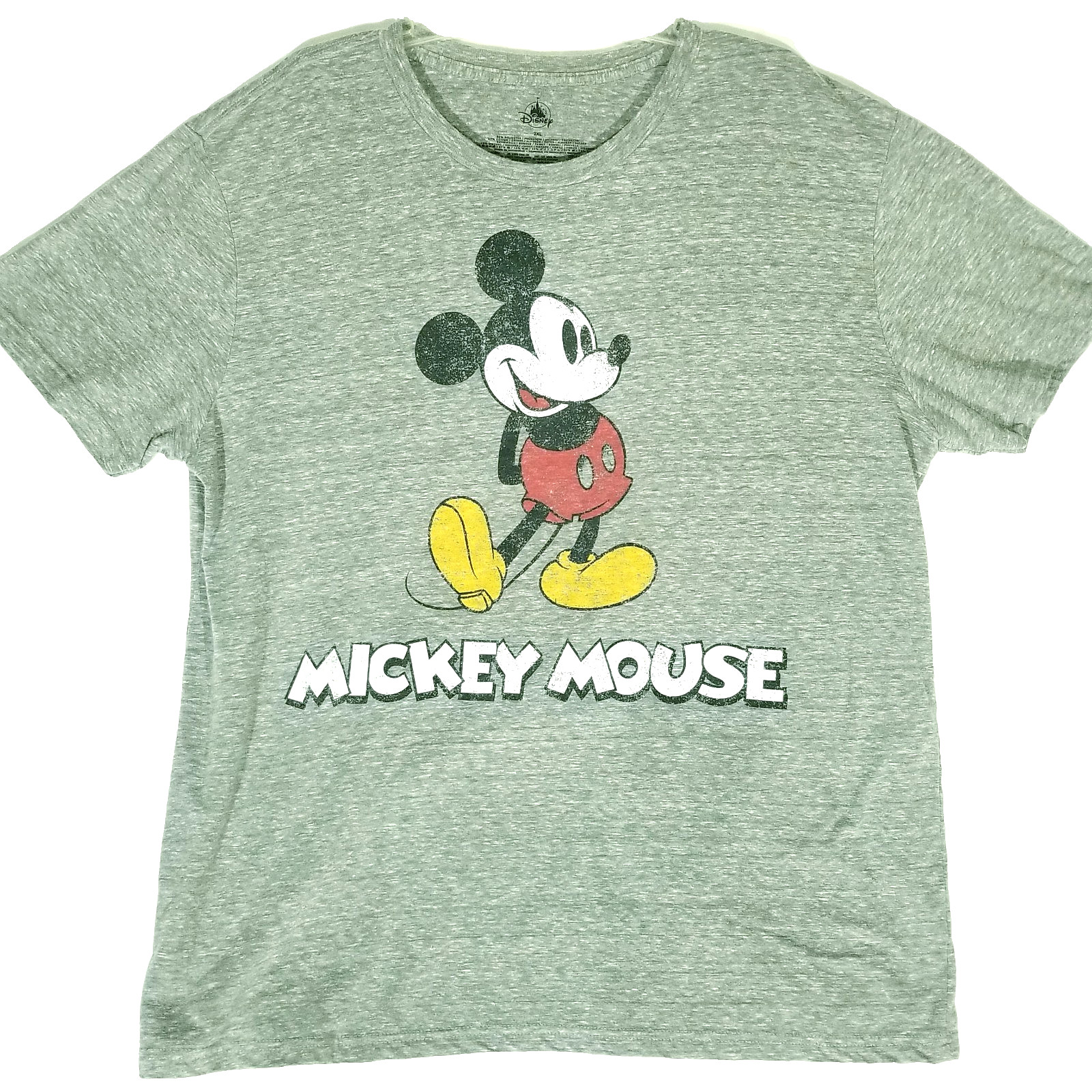 Disney Mickey Mouse Shirt Men 2XL Gray Classic Character Graphic Tee Tri Blend
