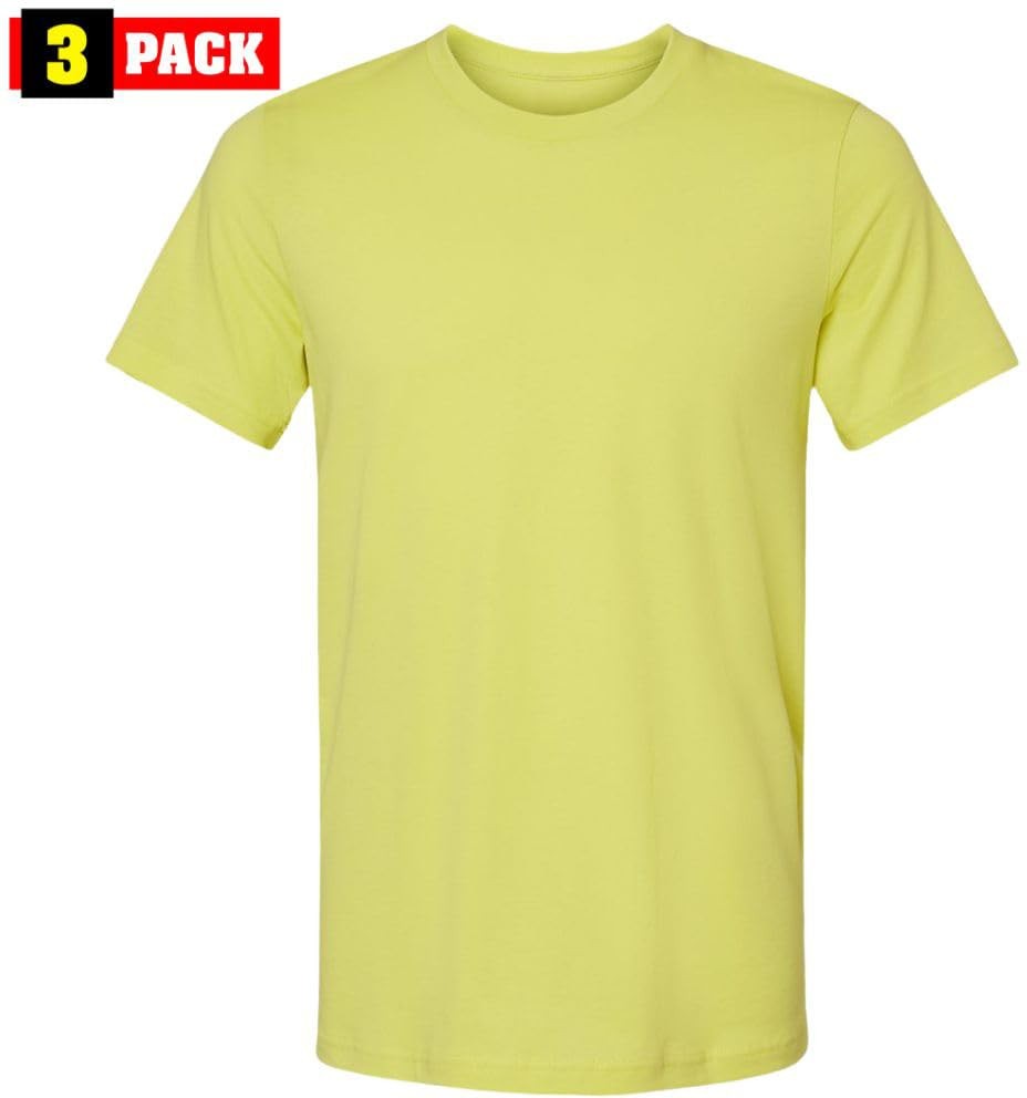 Solid Color Military Style T-Shirts 100% Cotton Ring Spun Short Sleeve Tee 3Pack