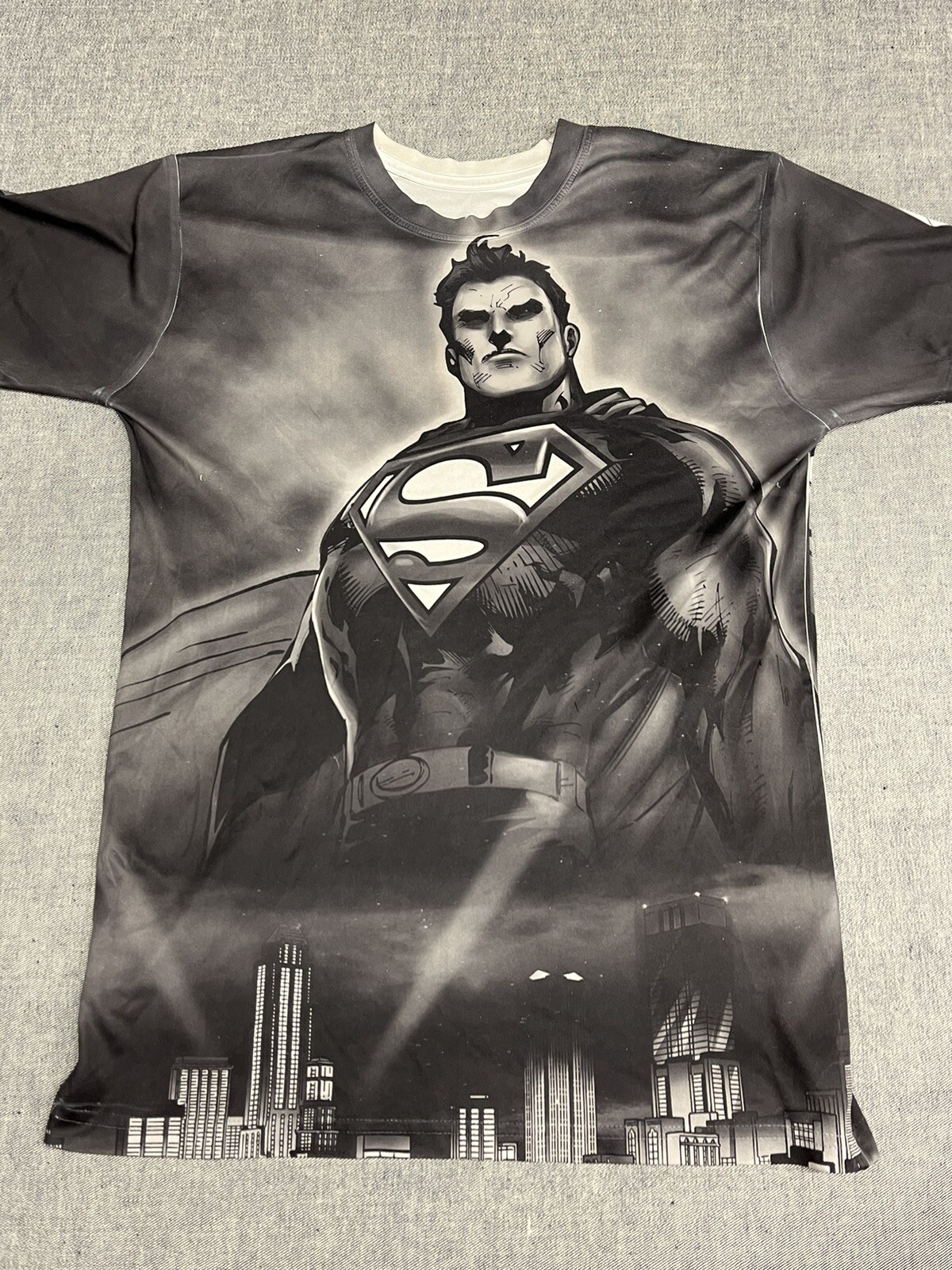 Superman DC black & white all over print custom T-Shirt size Small