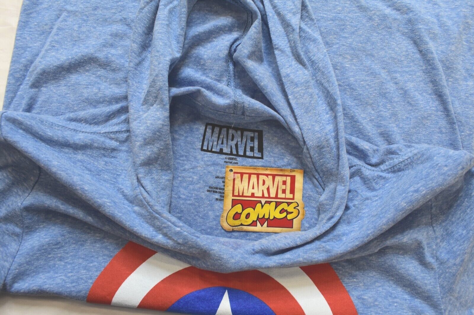 Marvel Mens Captain America Shield Hooded Hoodie Short Sleeve Shirt NWT S-XL