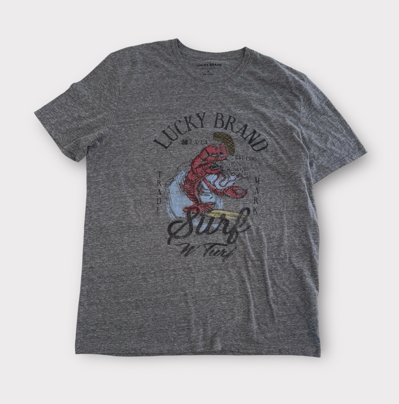Lucky Brand T-Shirt Adult XL Gray Short Sleeve Graphic Tee