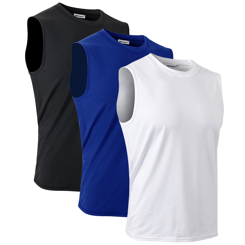 3 Pack Men Athletic Sleeveless Shirts Tank Top Vest Gym Sport Running Quick Dry