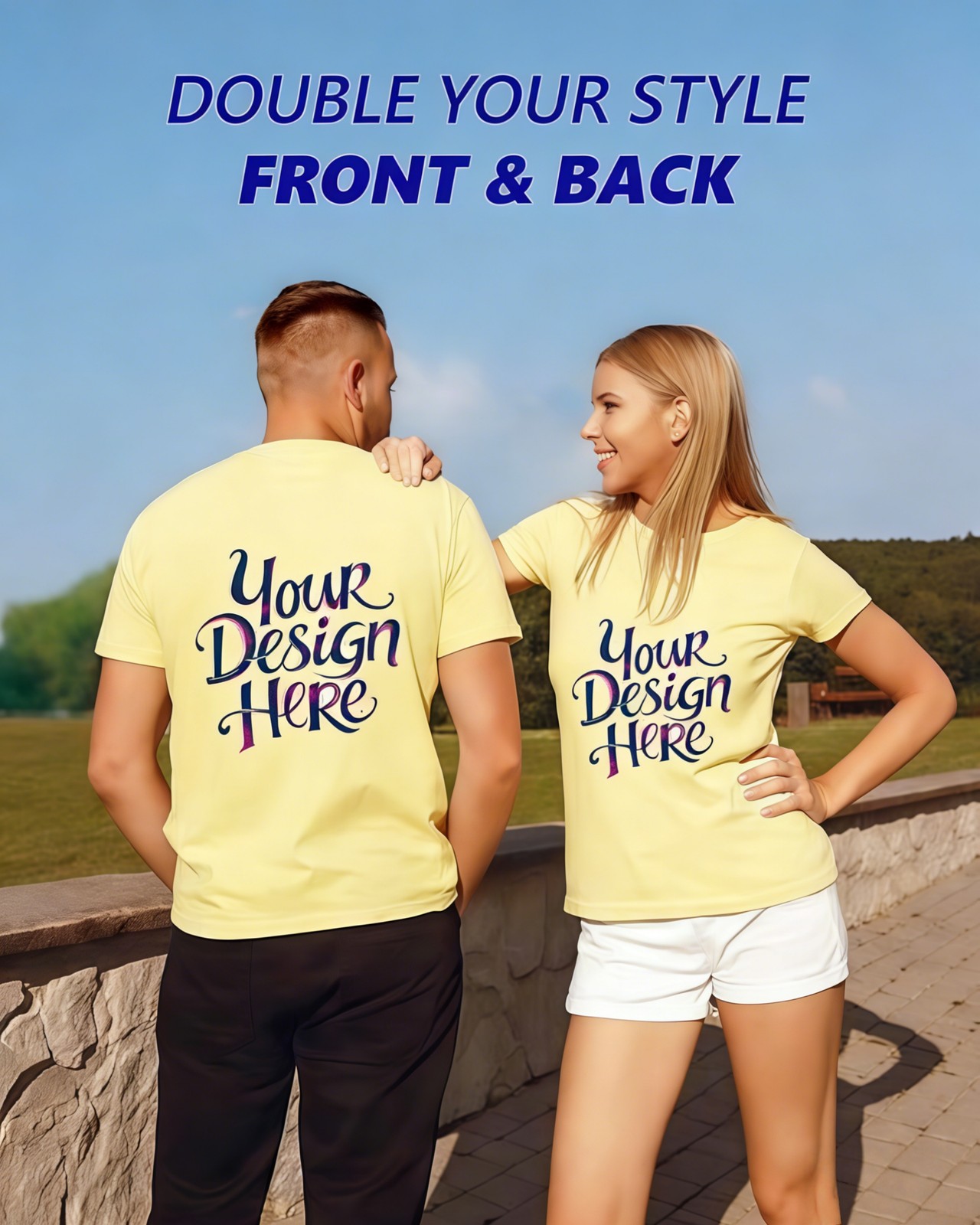 Couple Anniversary Gift Custom Name and Date 100% Cotton T-Shirt