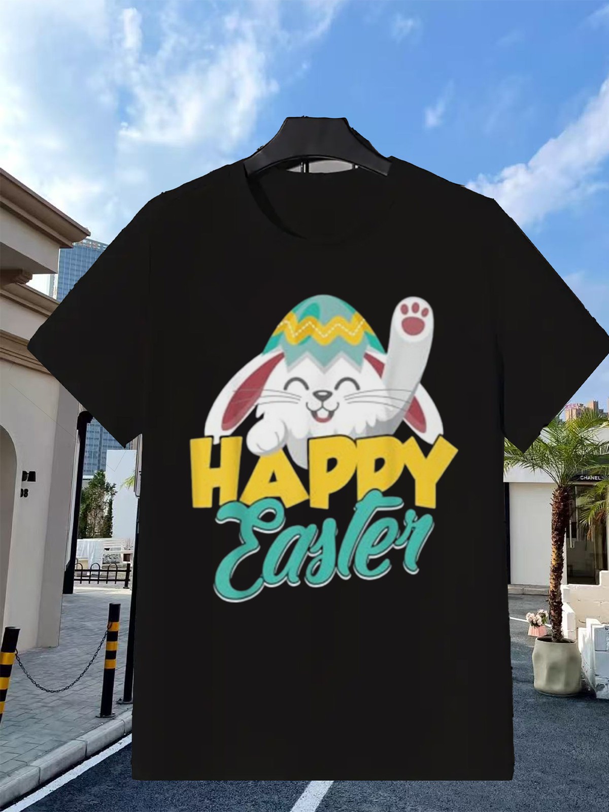 Men’S Happy Easter Bunny Graphic Tee, Soft And Machine Washable, Ideal for Tea