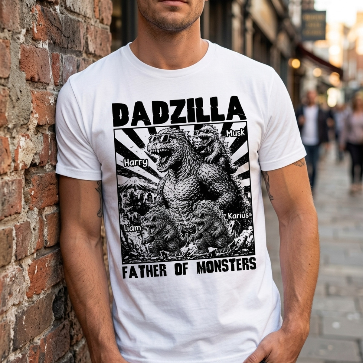 Personalize Dadzilla Father of Monsters Shirt, Father’s Day Custom Name Shirt