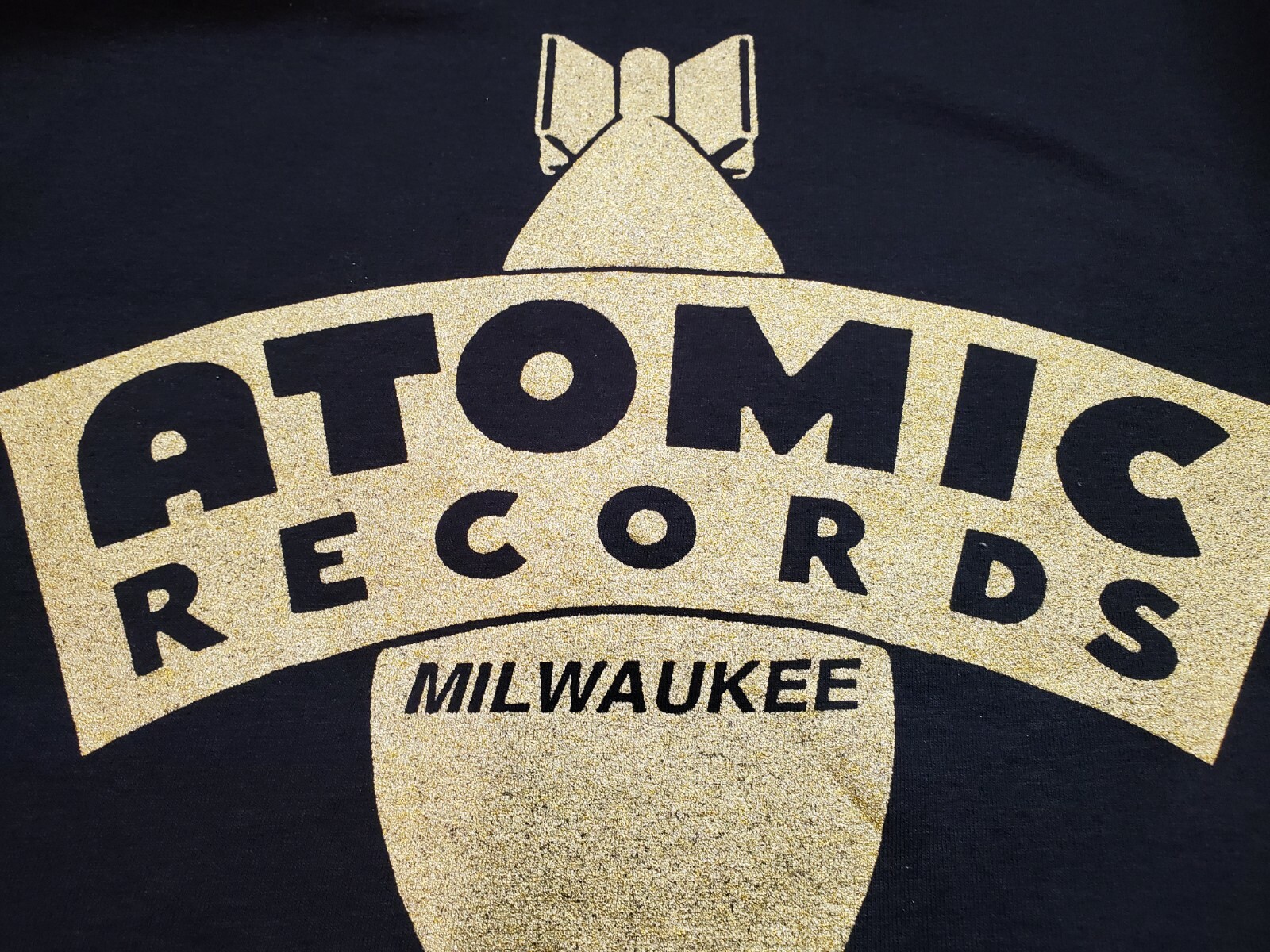 New! ATOMIC RECORDS Milwaukee GOLD BOMB LOGO Authentic T-Shirt S-M-L-XL-XXL-XXXL