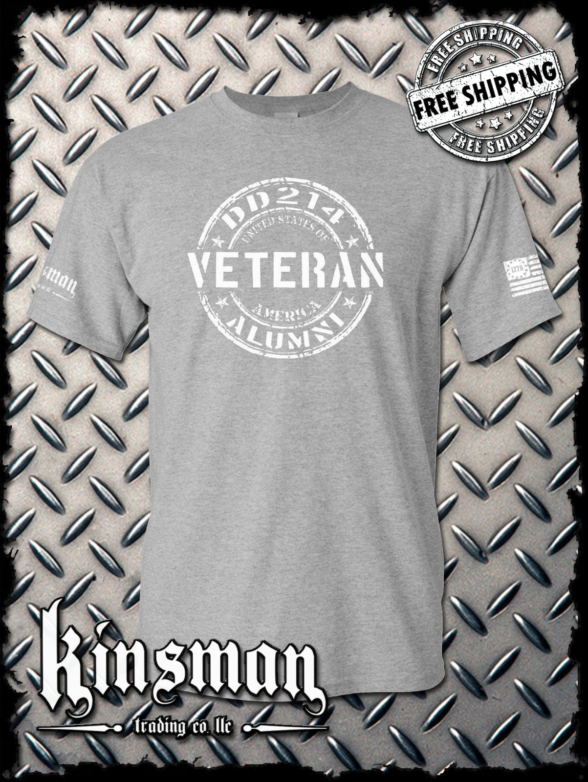DD214 Alumni Veteran USA Flag Military T-Shirt Army Marines Navy Air Force