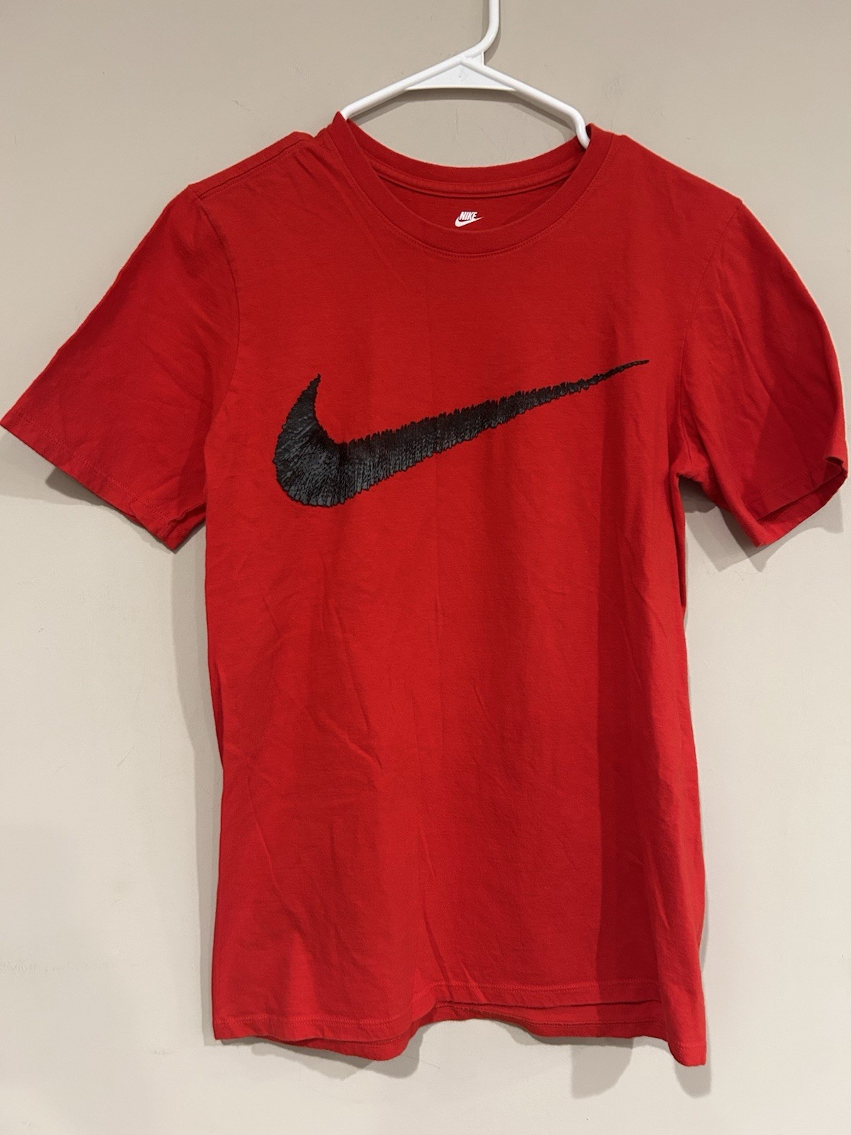 Nike Size Small Men’s Red T-Shirt Cotton Swoop Logo Sm See Picture