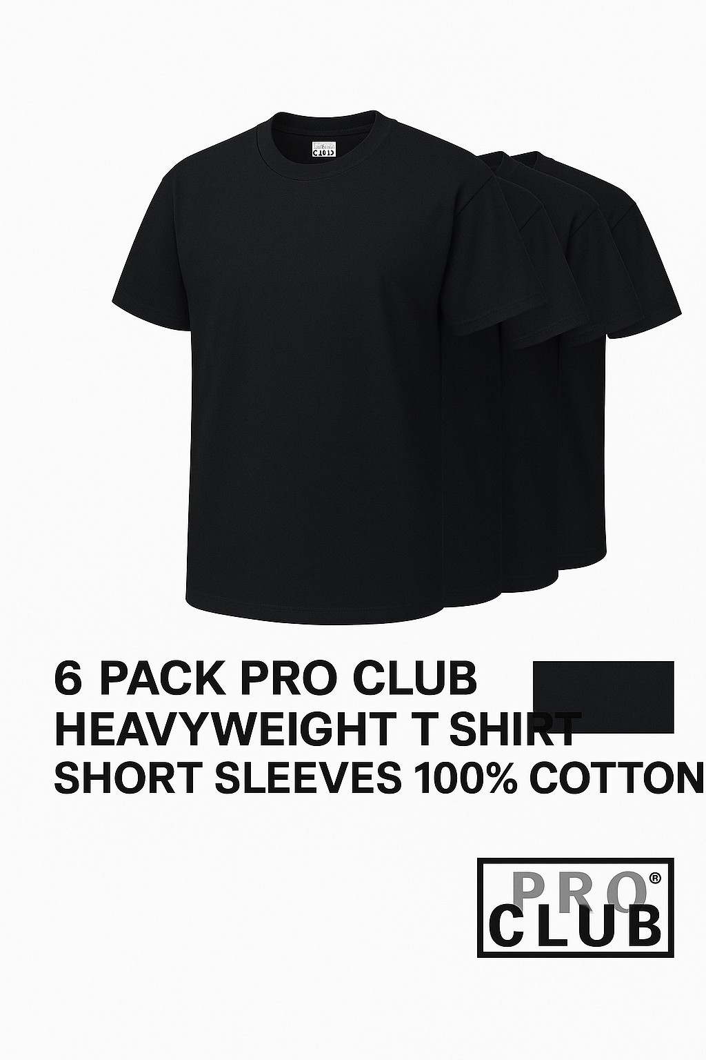 6 PACK PRO CLUB MENS PLAIN SHORT SLEEVE T SHIRT HEAVYWEIGHT COTTON