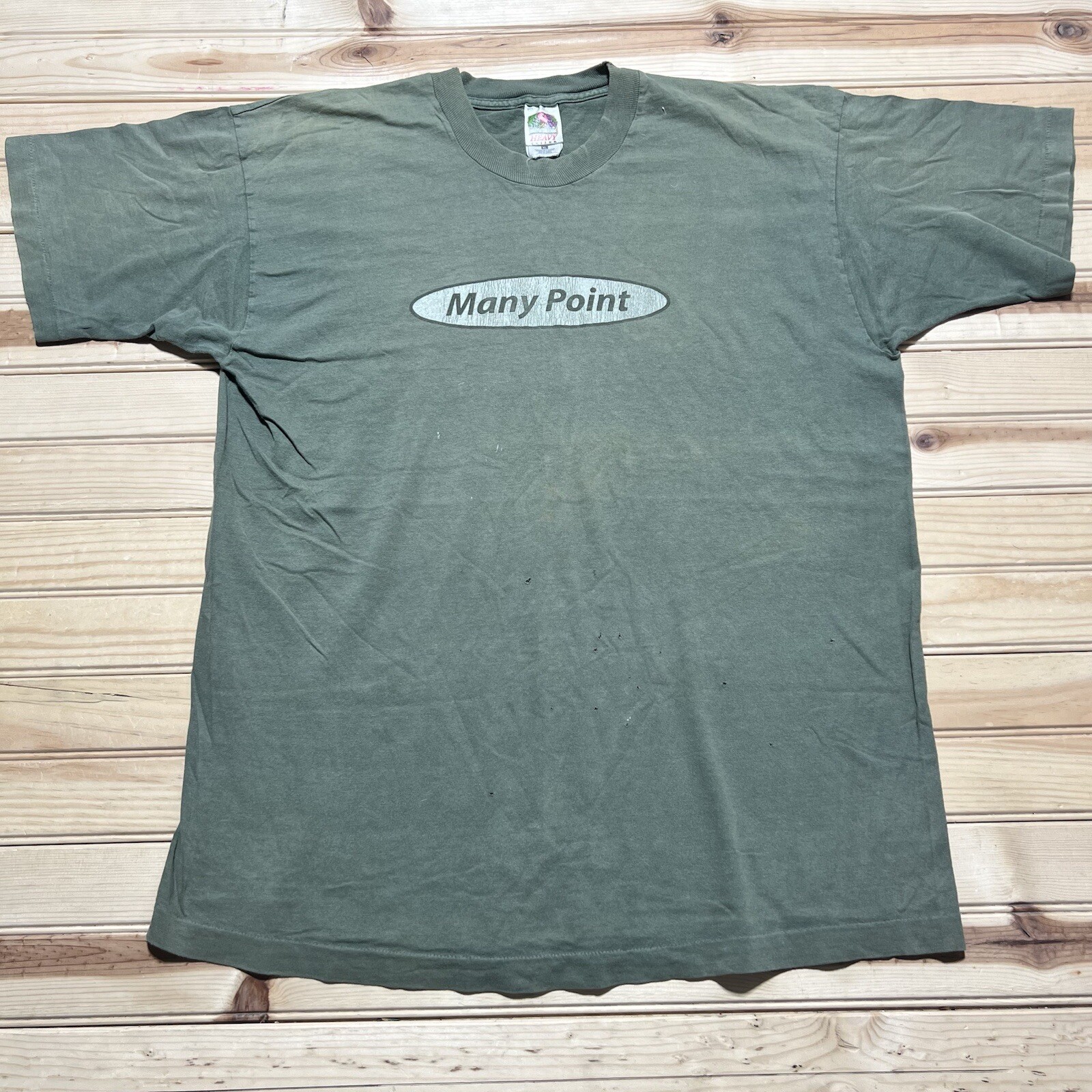 Vintage 90s “ Many Point ” Scout Camp Faded Green Single Stitch Shirt Size XL