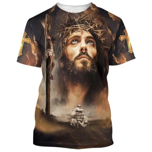 Jesus T-Shirt 3D – Lords Prayer – All Over Printed Shirt full Size S-5XL