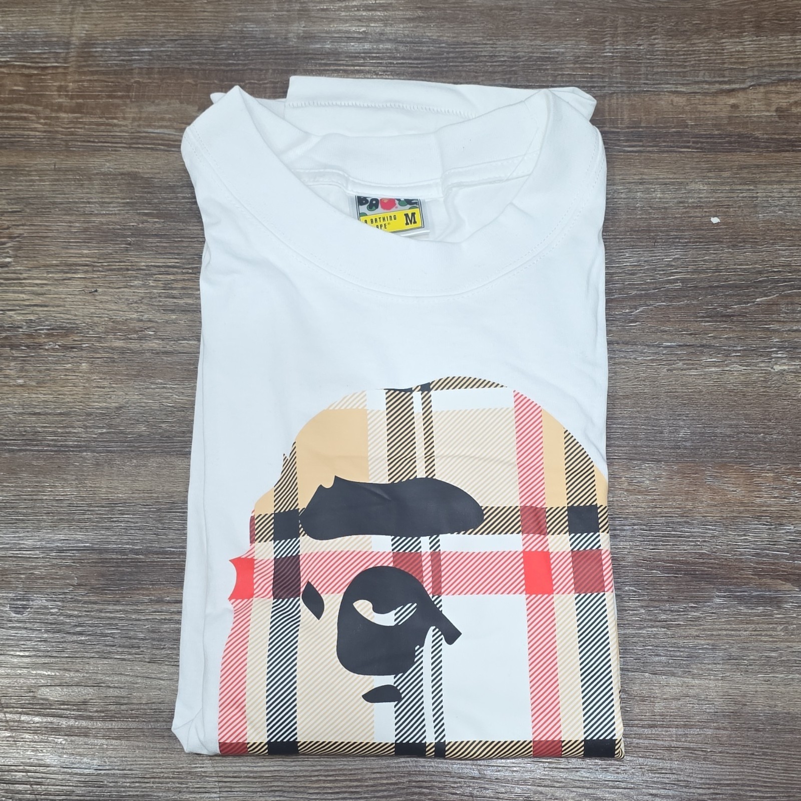 A Bathing Ape BAPE Men’s White Ape Head Graphic Tee M Crew Neck Cotton Knit