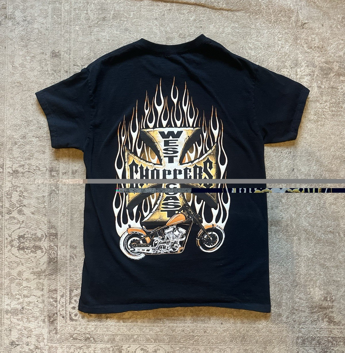 West Coast Choppers Men’s S Black Cotton Double-Sided Graphic Logo T-Shirt