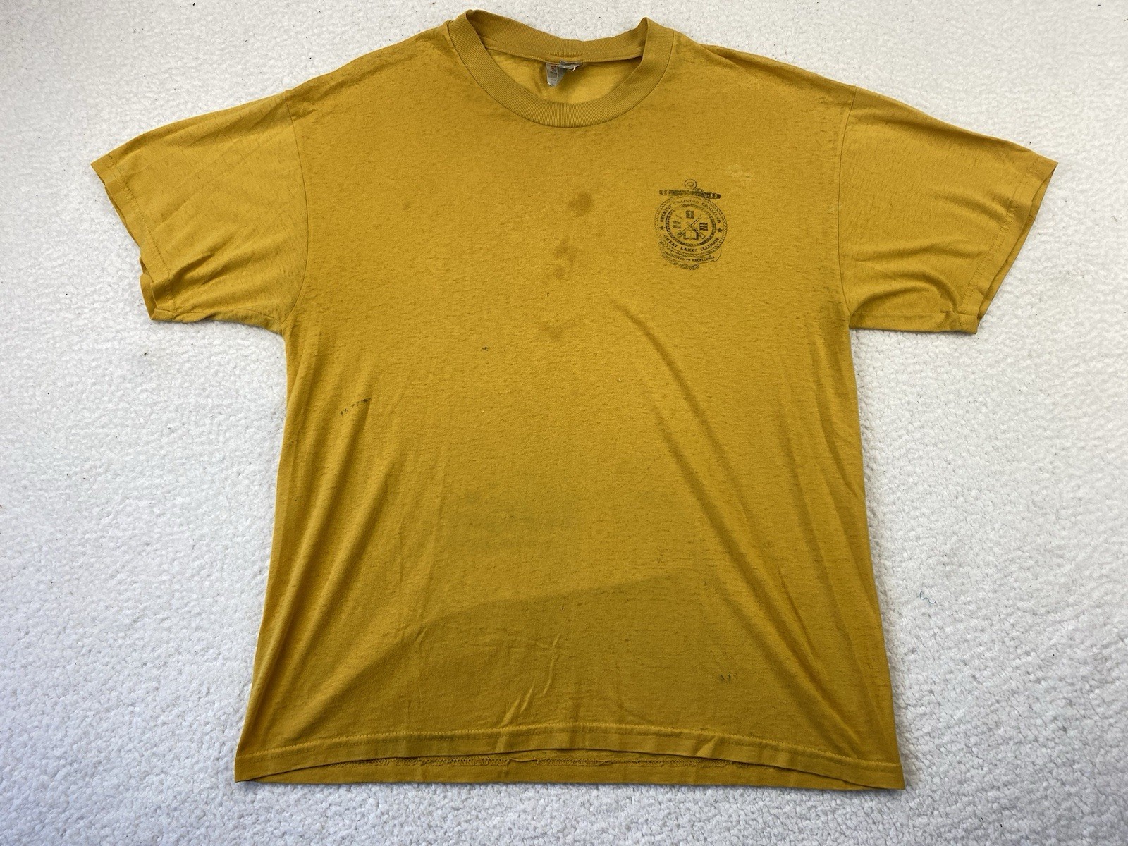 Vintage US Navy Mens Shirt Large Paper Thin USN Recruit Great Lakes Training Tee