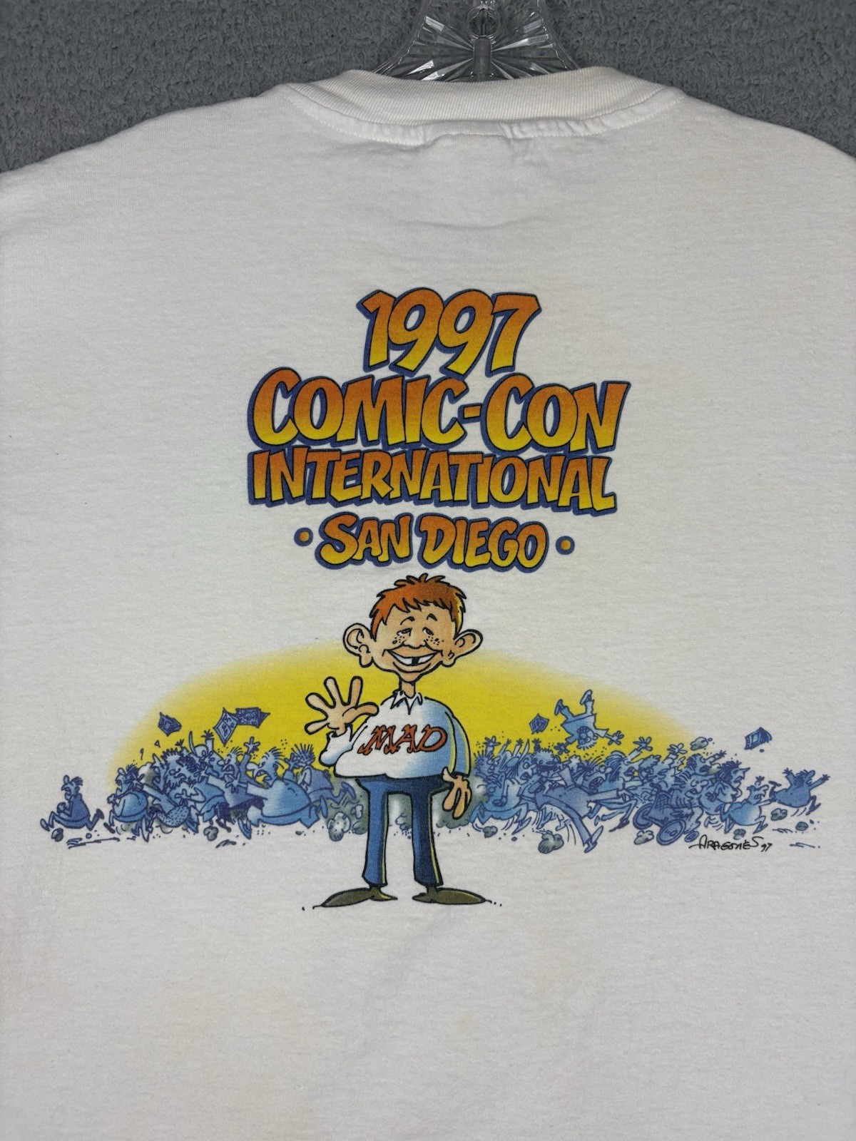 Vtg Alfred E Newman T-shirt Men’s XL Batman Superman Wonder Woman Aragones Art