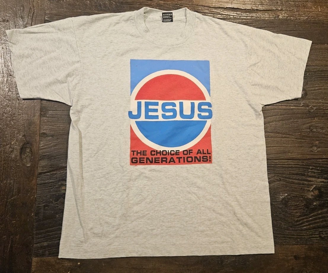 Rare! Vintage BEST Single Stitch BEST Religious Jesus Tshirt Pepsi-The Choice…
