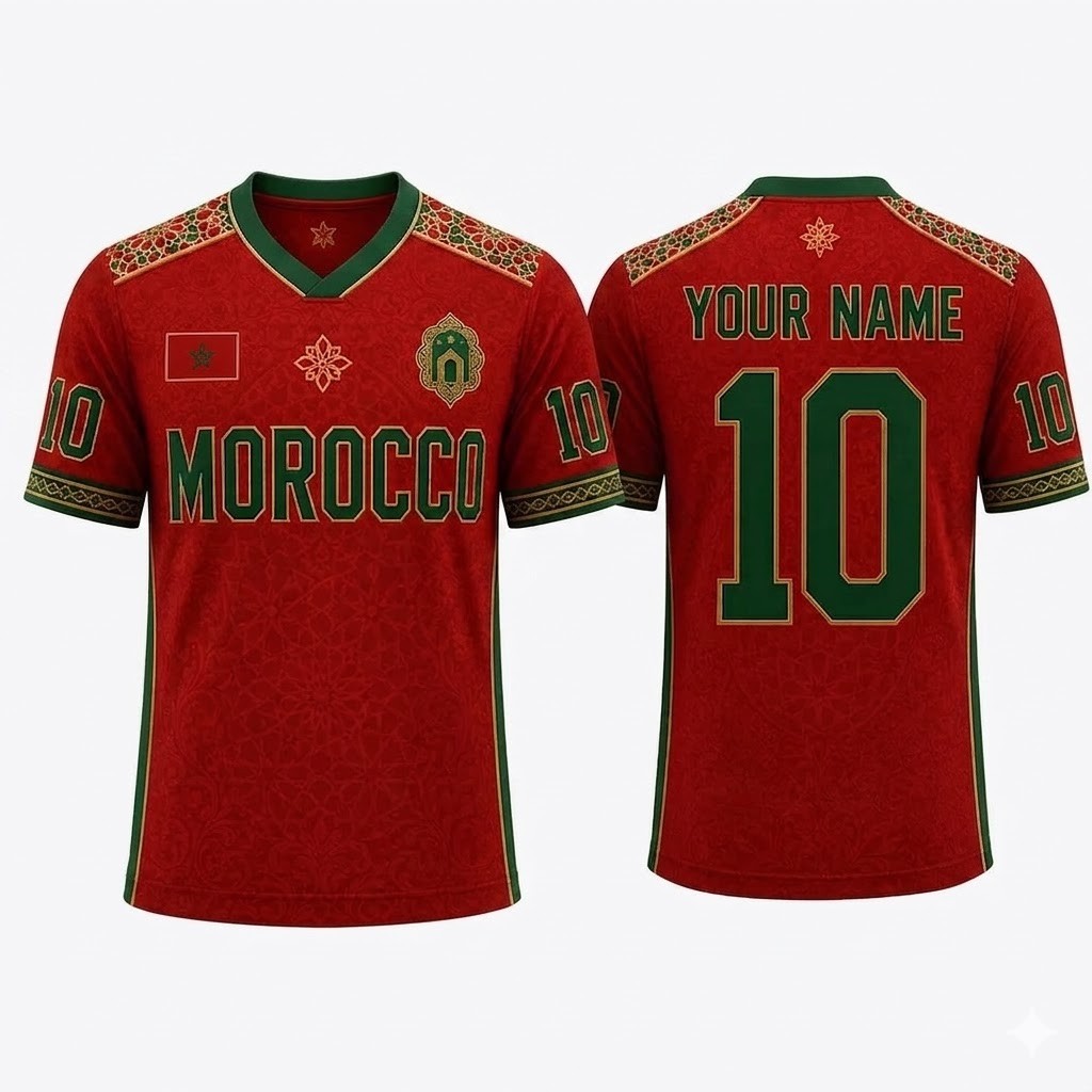 Morocco Soccer Jersey Custom Name Number Fan Shirt All Sizes S-5XL