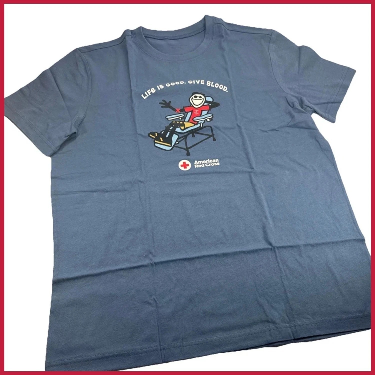NEW 2026 – Life Is Good American Red Cross Give Blood Graphic T-Shirt Gildan