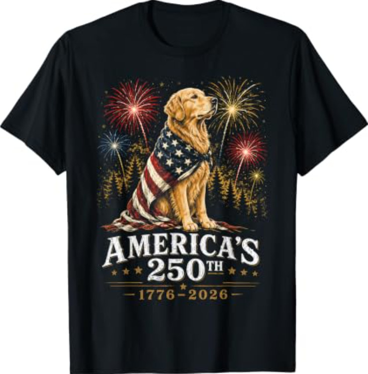 Golden Retriever America’s 250th Anniversary 1776 2026 T-Shirt